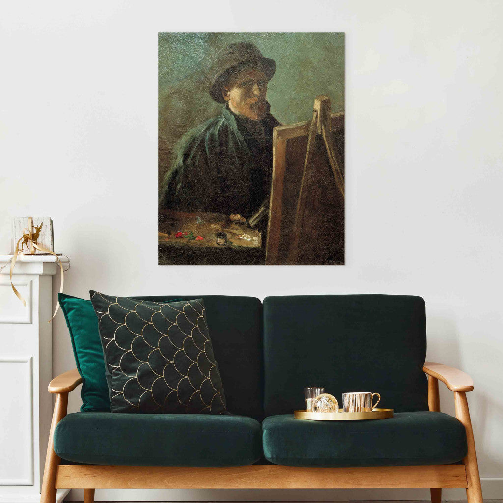 Gleznas reprodukcija - Vincent van Gogh - Self -Portrait with Dark Felt Hat at the Easel