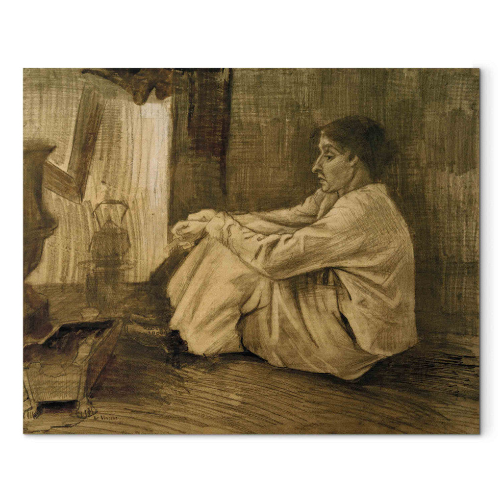 Gleznas reprodukcija - Vincent van Gogh - Woman (Sien) with Cigar Sitting near the Stove