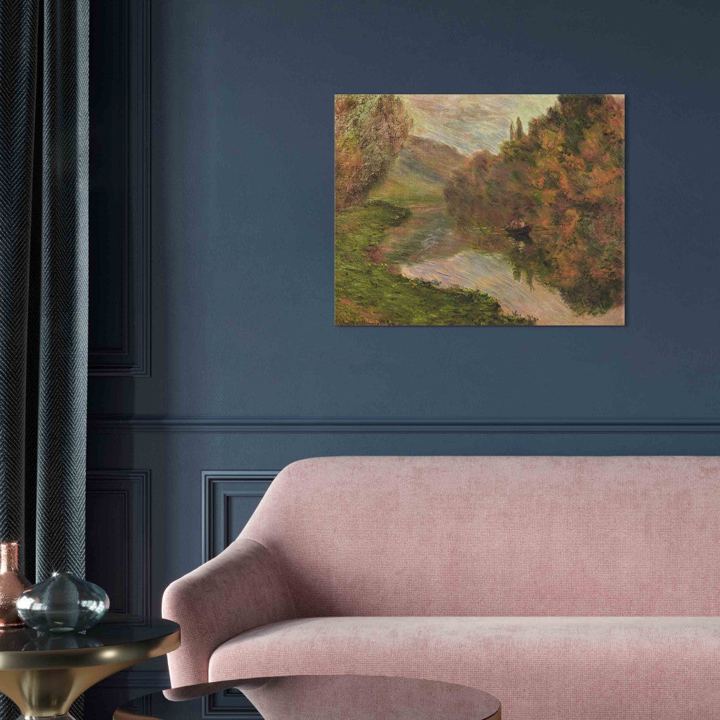 Gleznas reprodukcija - Claude Monet - Barque sur la Seine a Jeufosse