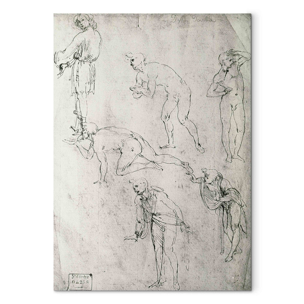 Gleznas reprodukcija - Leonardo da Vinci - Six Figures, Study for an Epiphany