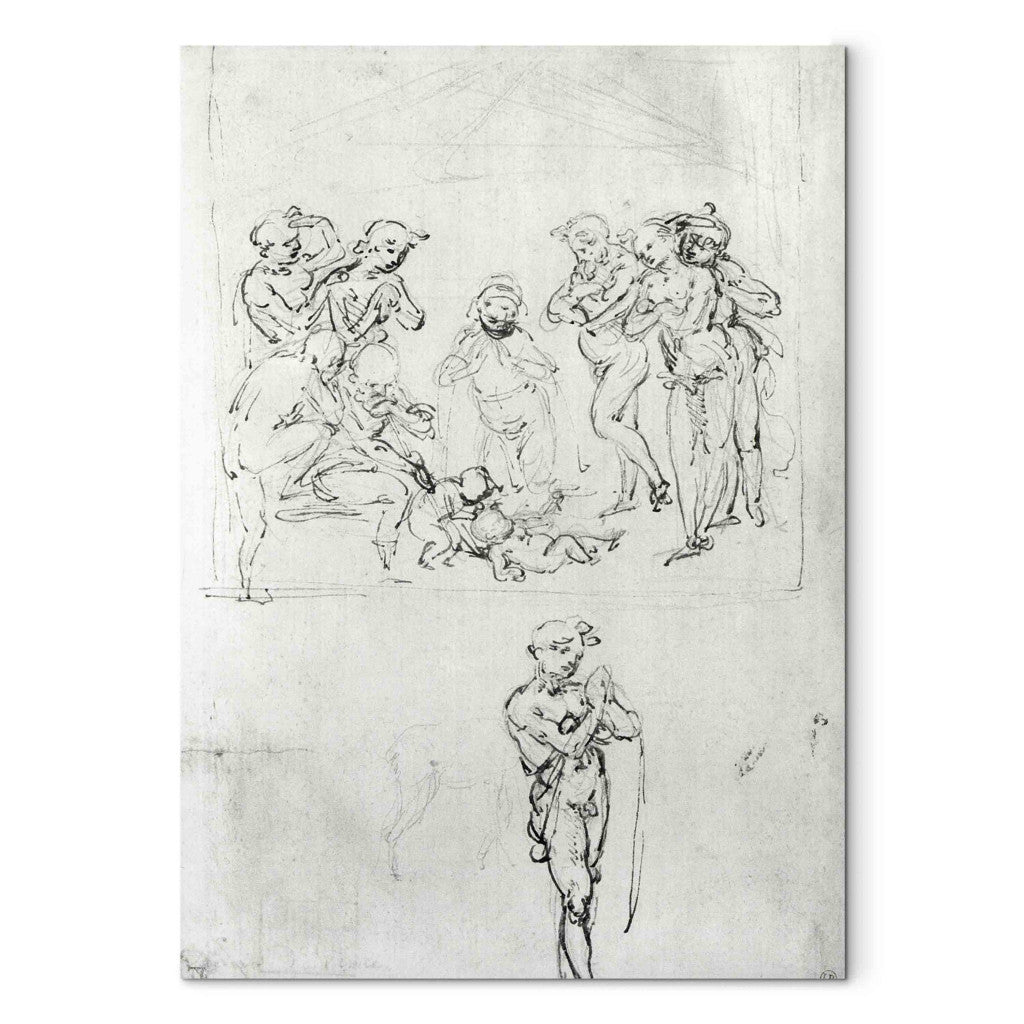 Gleznas reprodukcija - Leonardo da Vinci - Figural Studies for the Adoration of the Magi