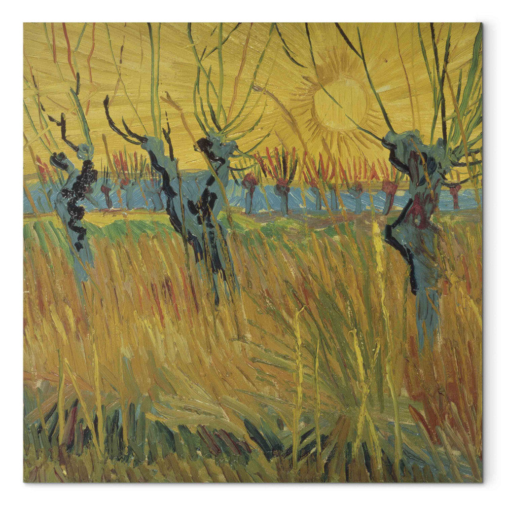 Gleznas reprodukcija - Vincent van Gogh - Pollarded Willows and Setting Sun