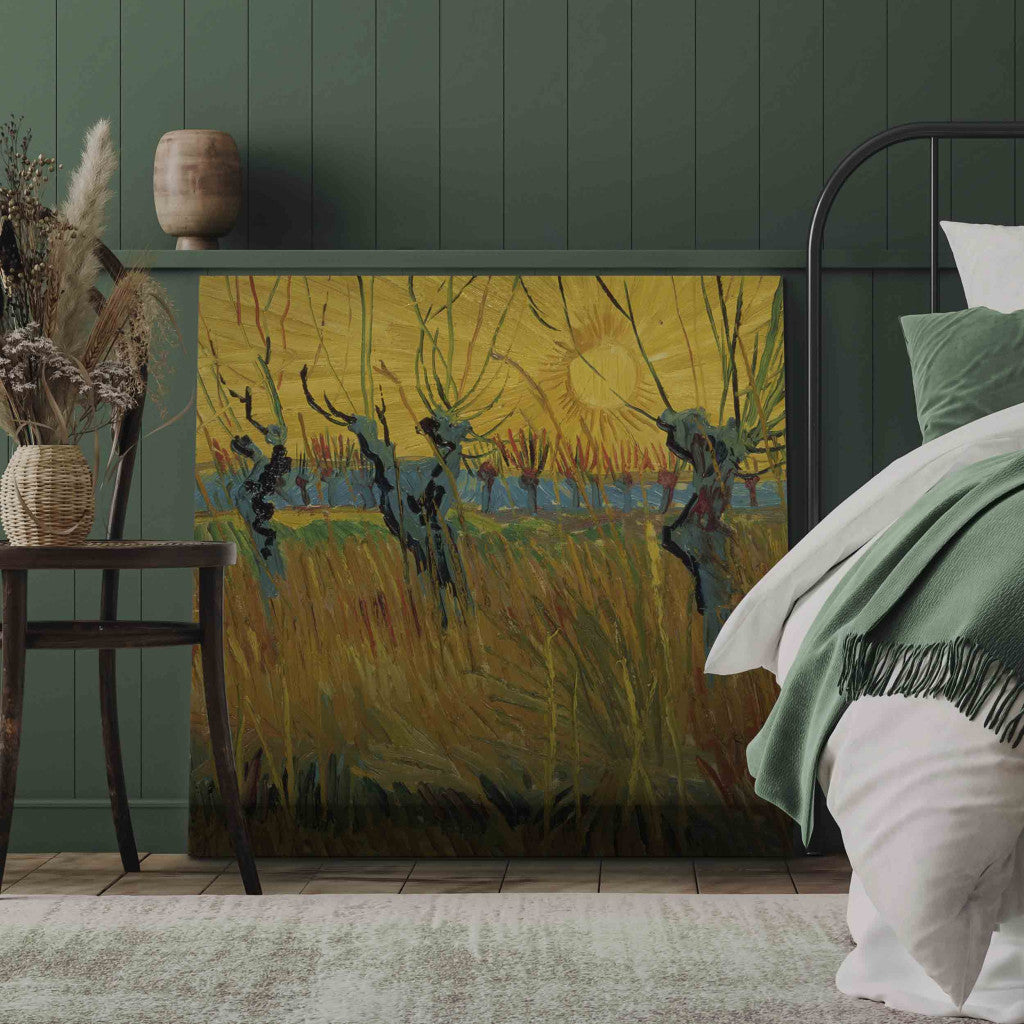 Gleznas reprodukcija - Vincent van Gogh - Pollarded Willows and Setting Sun