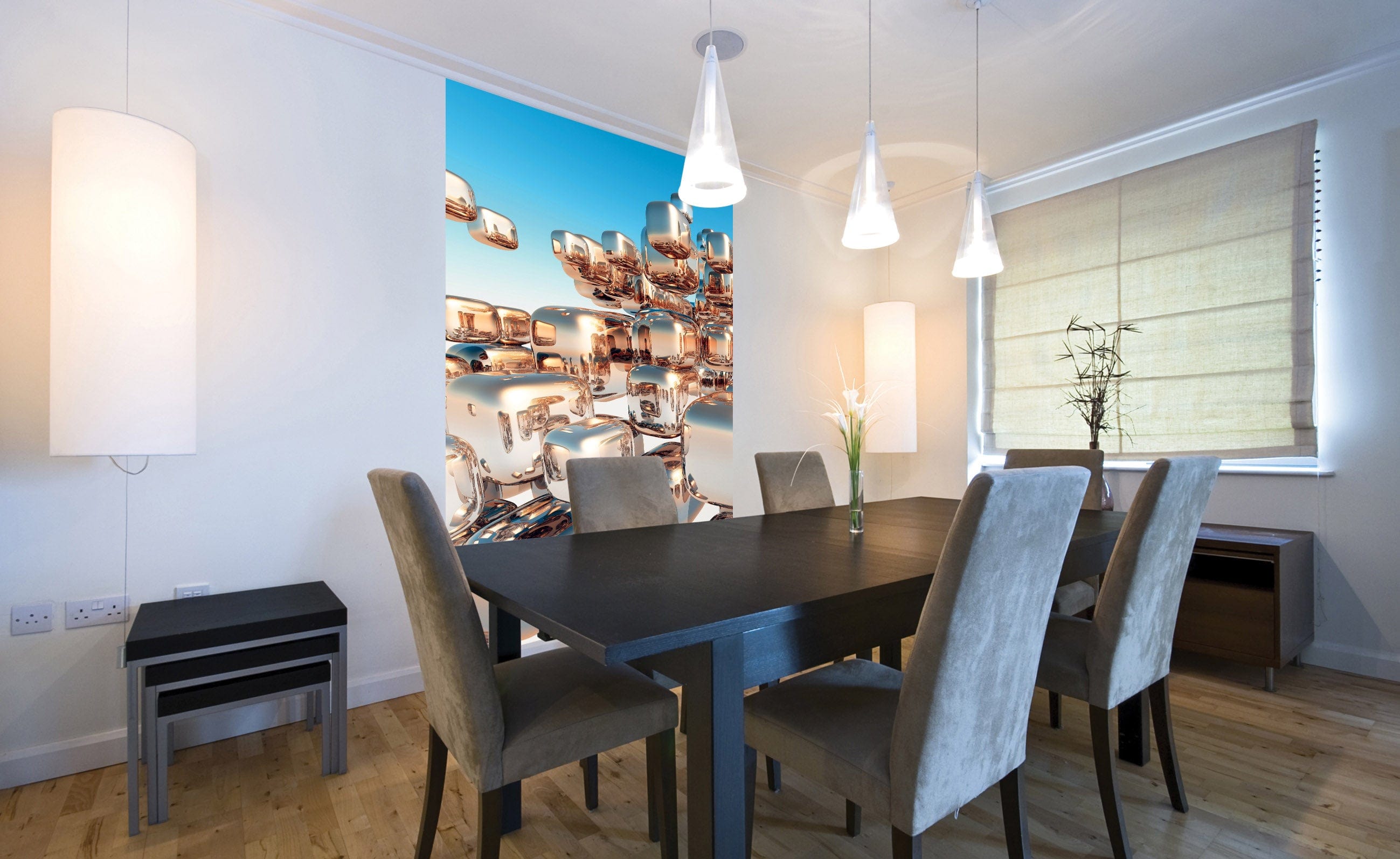 3D Flizelīna fototapetes - Sudraba kubi 150 x 250 cm D-ART