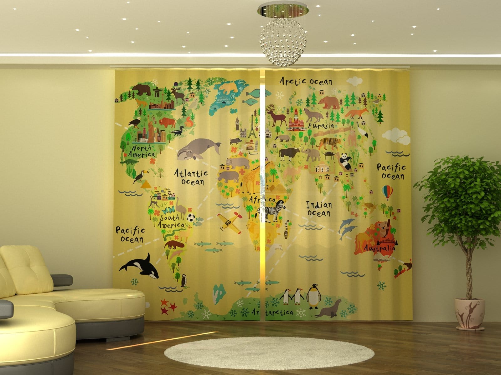 Aizkari Kids Map P290xA245 cm E-interjers.lv