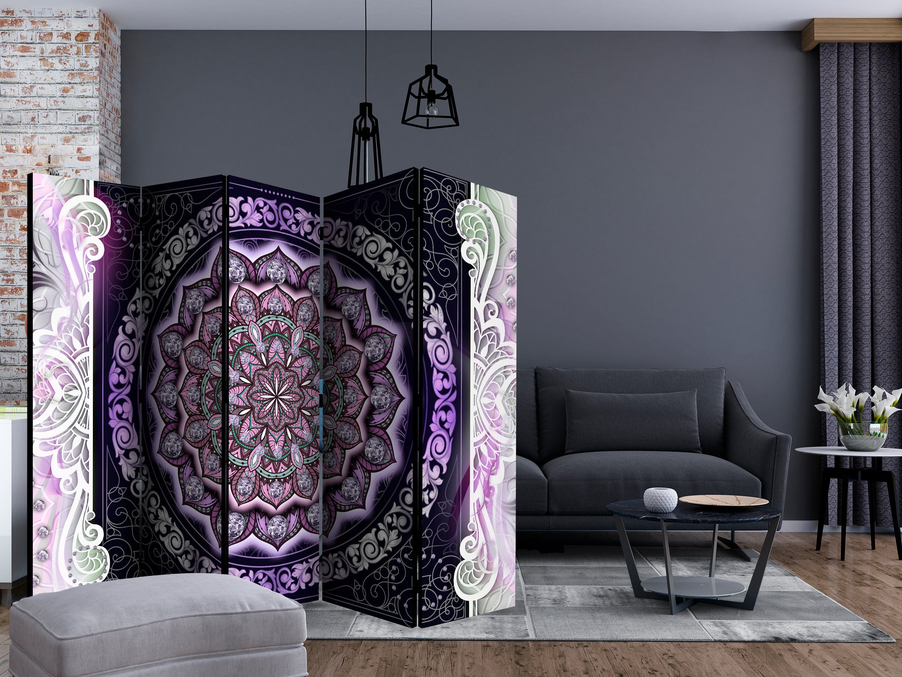 Aizslietnis 5-daļīgs - Apaļa vitrāža (violeta) (225x172cm) 225x172 cm Home Trends