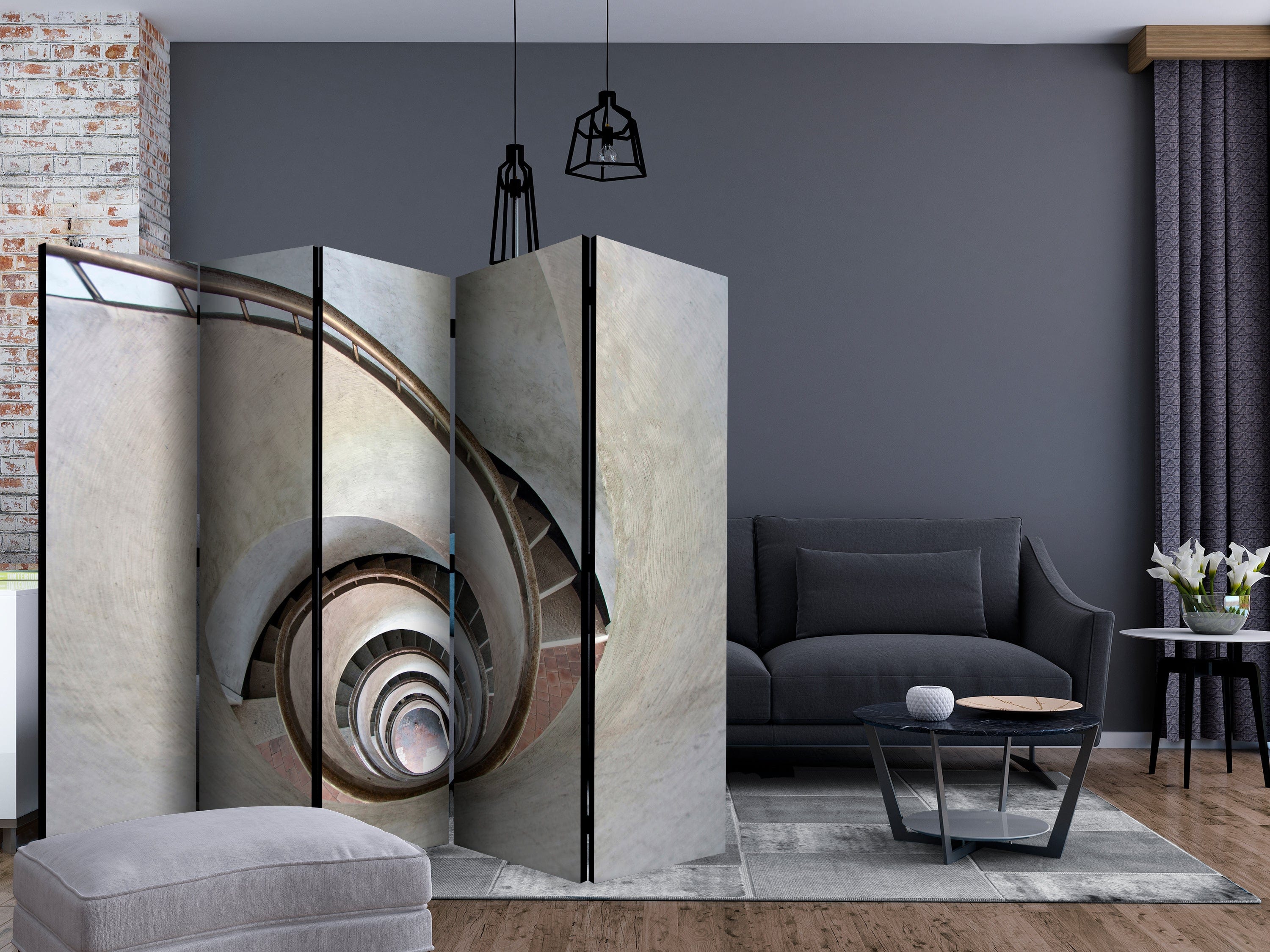 Aizslietnis 5-daļīgs - Baltas spirālveida kāpnes (225x172cm) 225x172 cm Home Trends