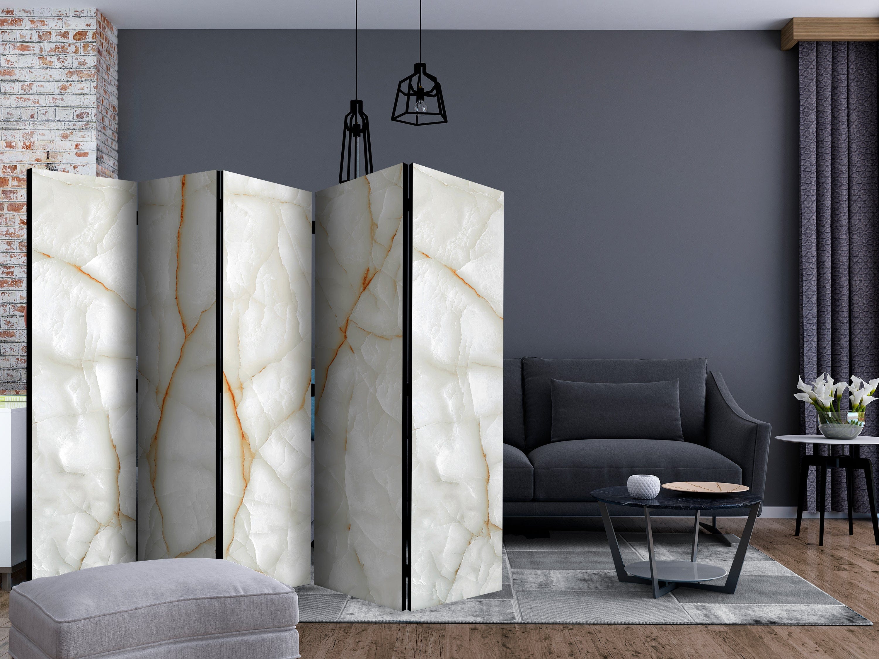 Aizslietnis 5-daļīgs - Balts marmors (225x172cm) 225x172 cm Home Trends