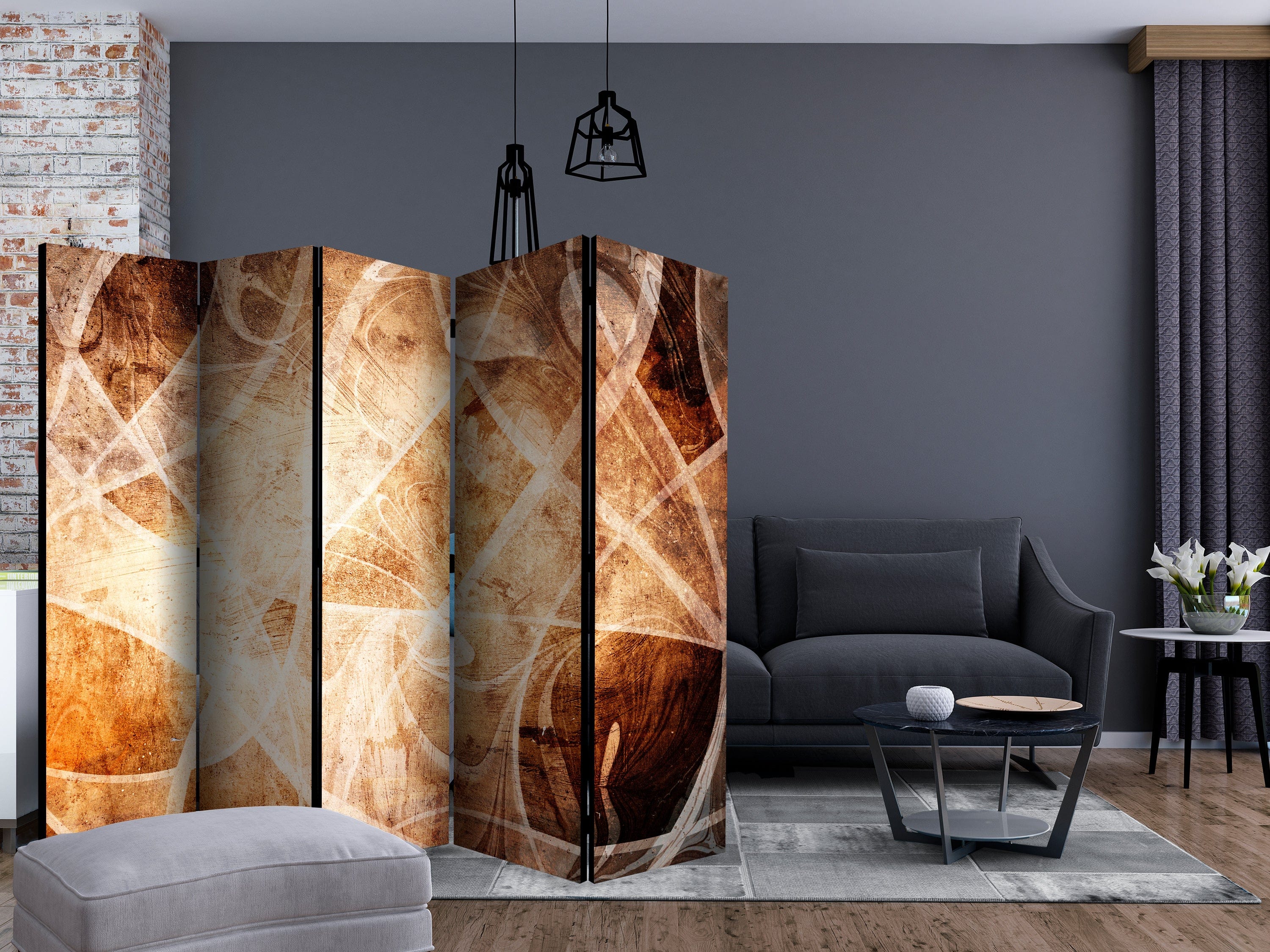 Aizslietnis 5-daļīgs - Brūna tekstūra (225x172cm) 225x172 cm Home Trends