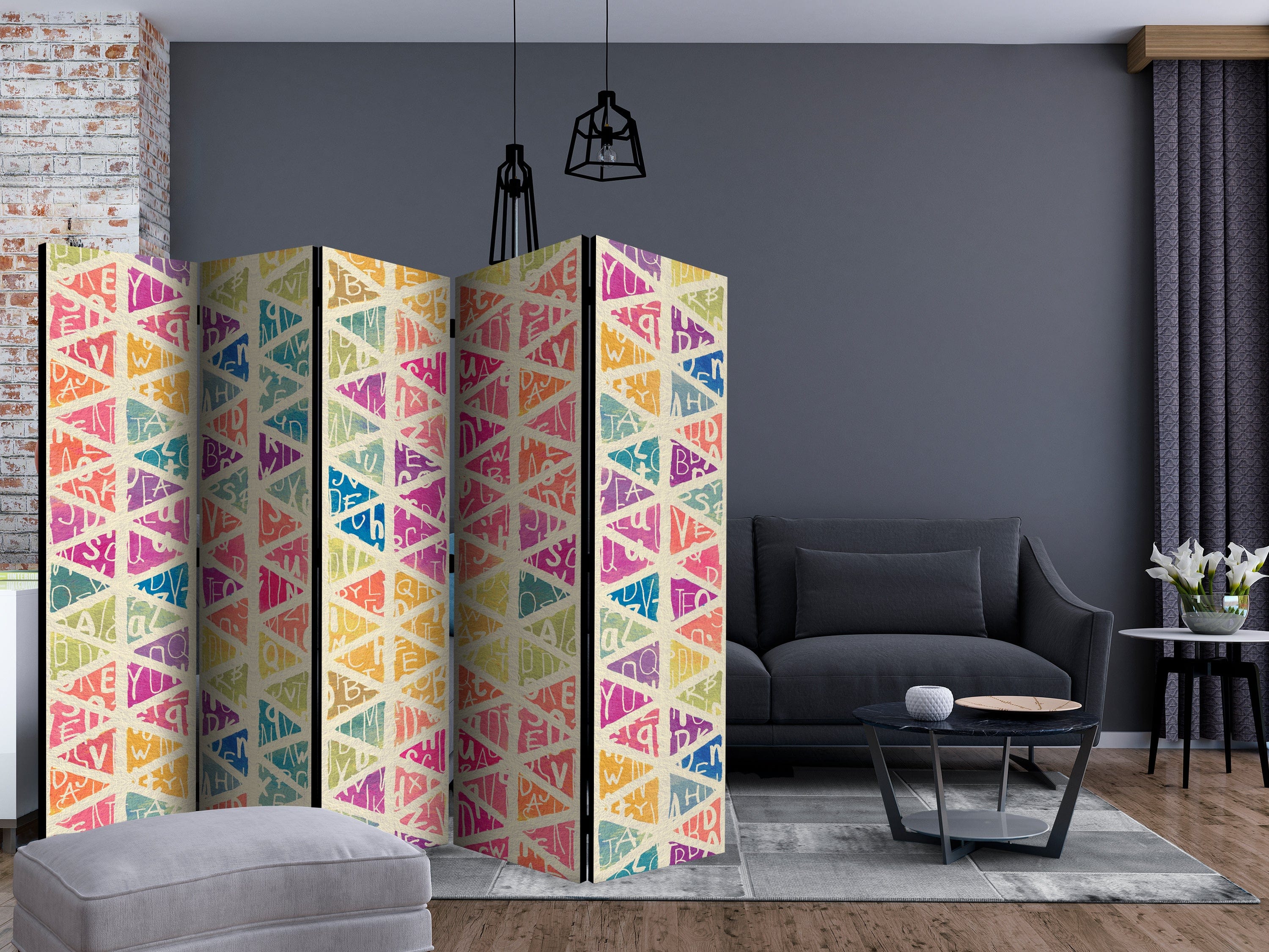 Aizslietnis 5-daļīgs - Burti un trīsstūri (225x172cm) 225x172 cm Home Trends