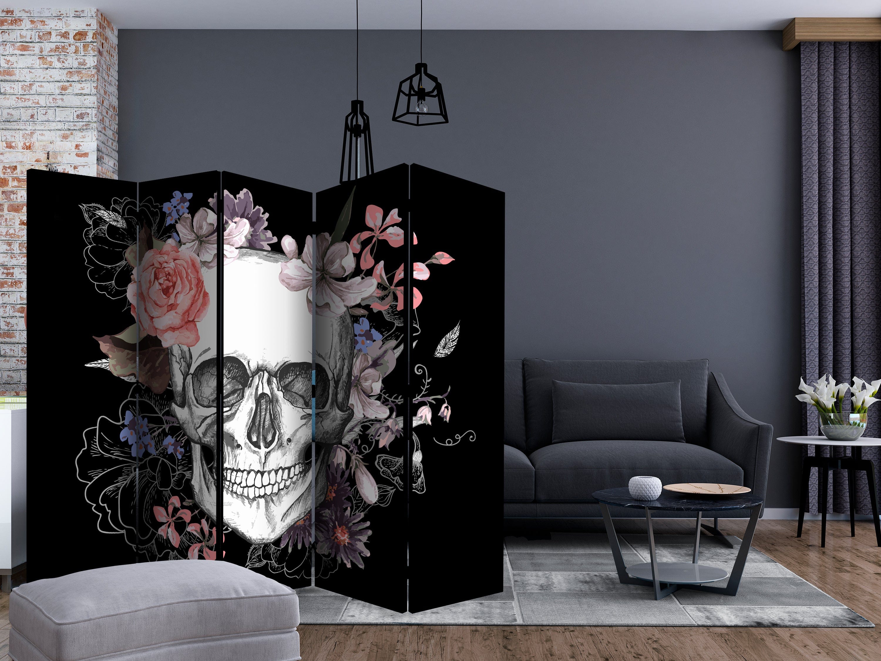 Aizslietnis 5-daļīgs - Galvaskauss un ziedi (225x172cm) 225x172 cm Home Trends