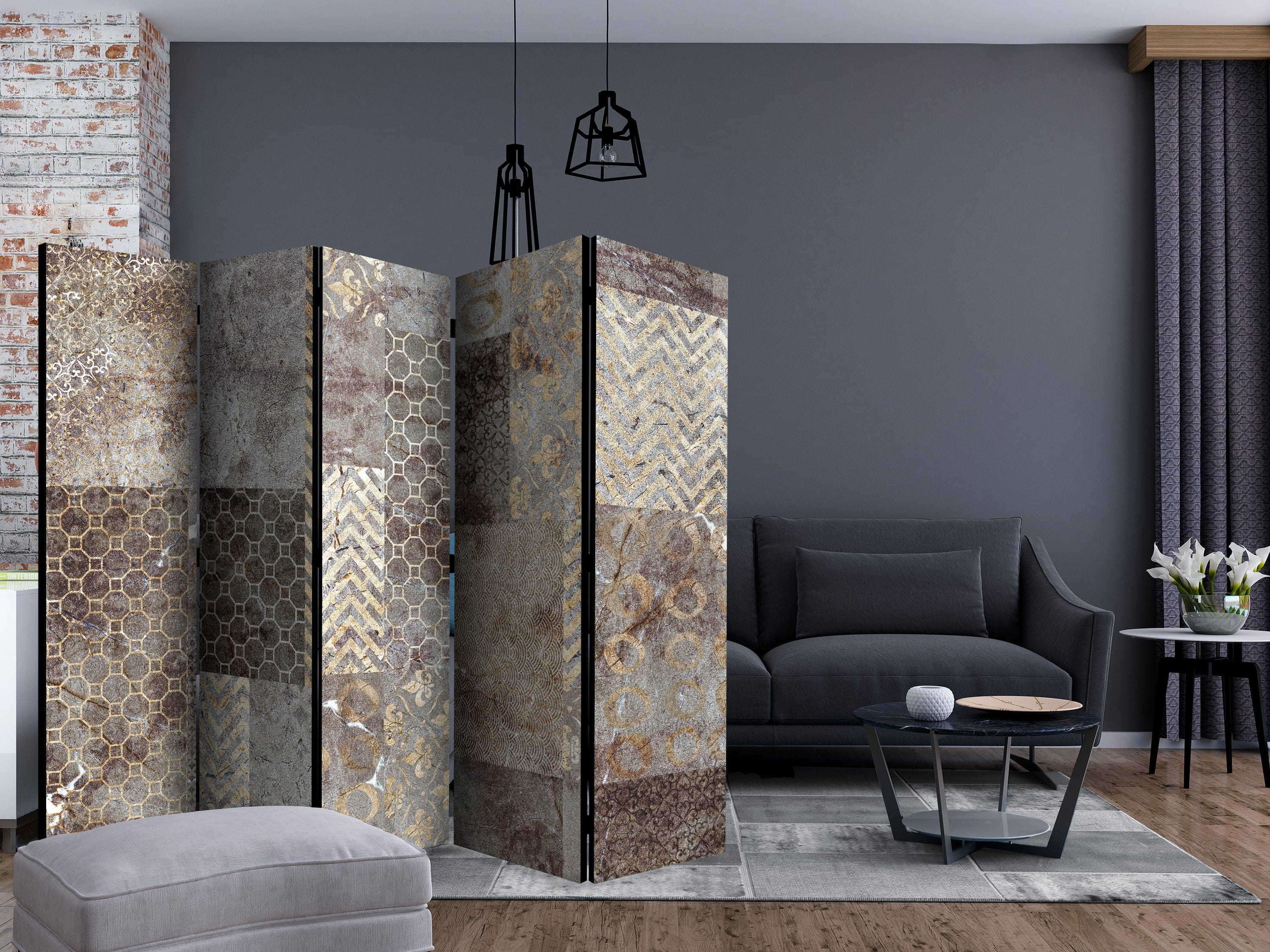 Aizslietnis 5-daļīgs - Ģeometriskās tekstūras (225x172cm) 225x172 cm Home Trends