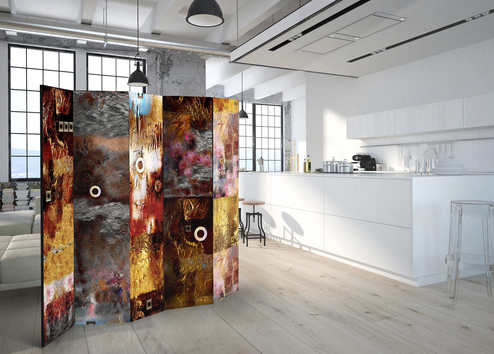 Aizslietnis 5-daļīgs - Gleznota abstrakcija (225x172cm) 225x172 cm Home Trends