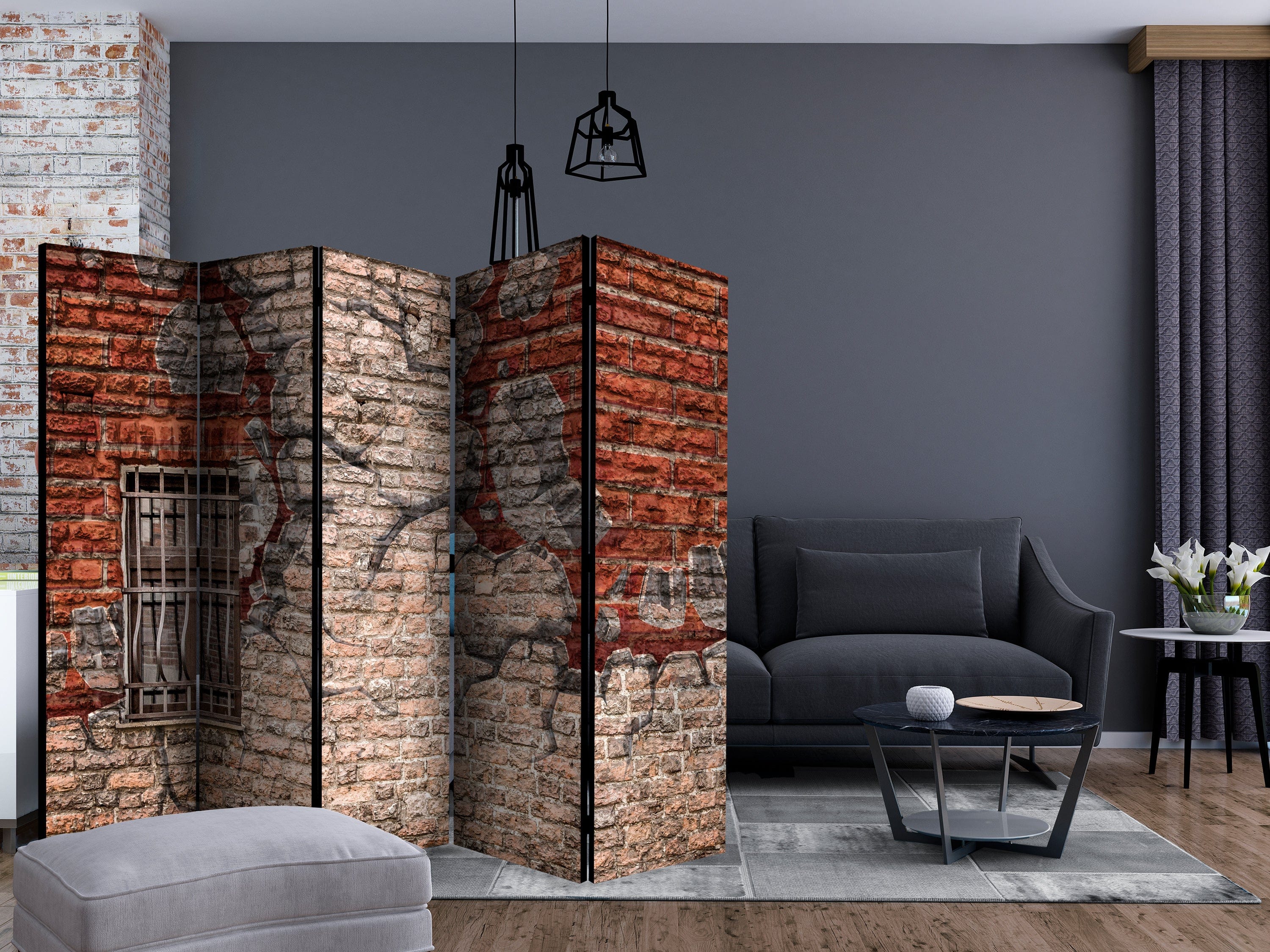 Aizslietnis 5-daļīgs - Grafiti ar logu (225x172cm) 225x172 cm Home Trends