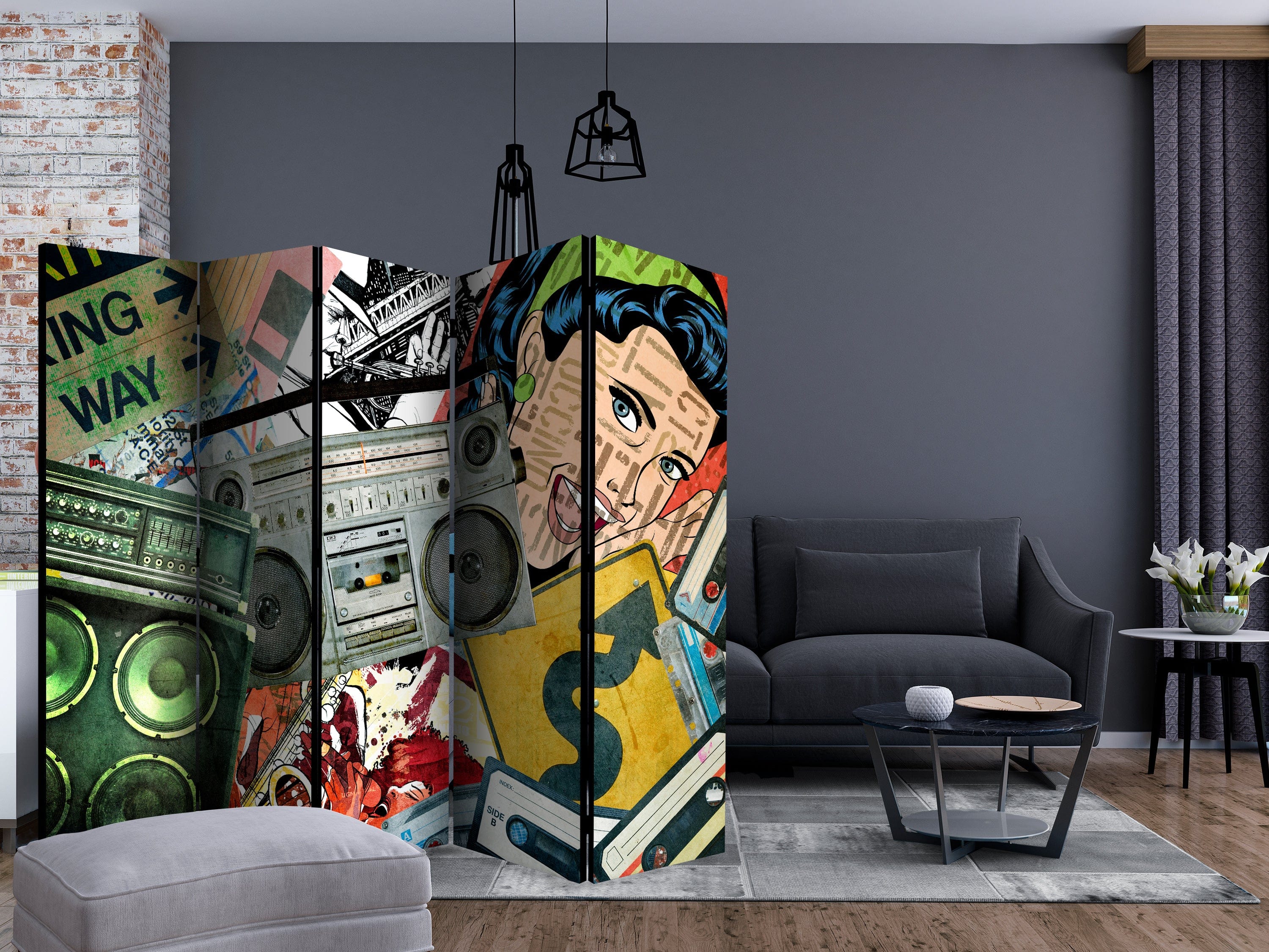 Aizslietnis 5-daļīgs - Grafiti meitene (225x172cm) 225x172 cm Home Trends