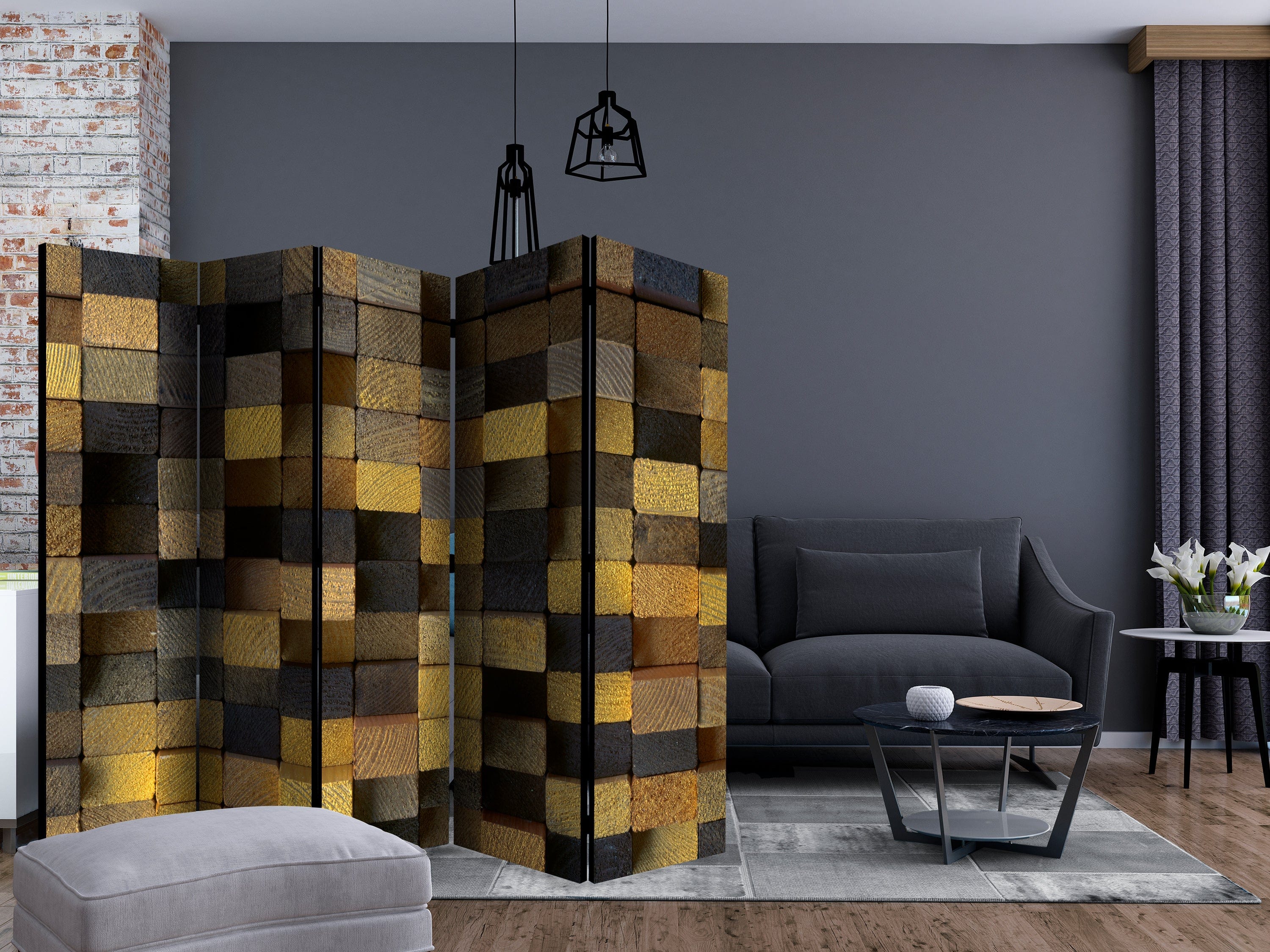 Aizslietnis 5-daļīgs - Koka kubi (225x172cm) 225x172 cm Home Trends