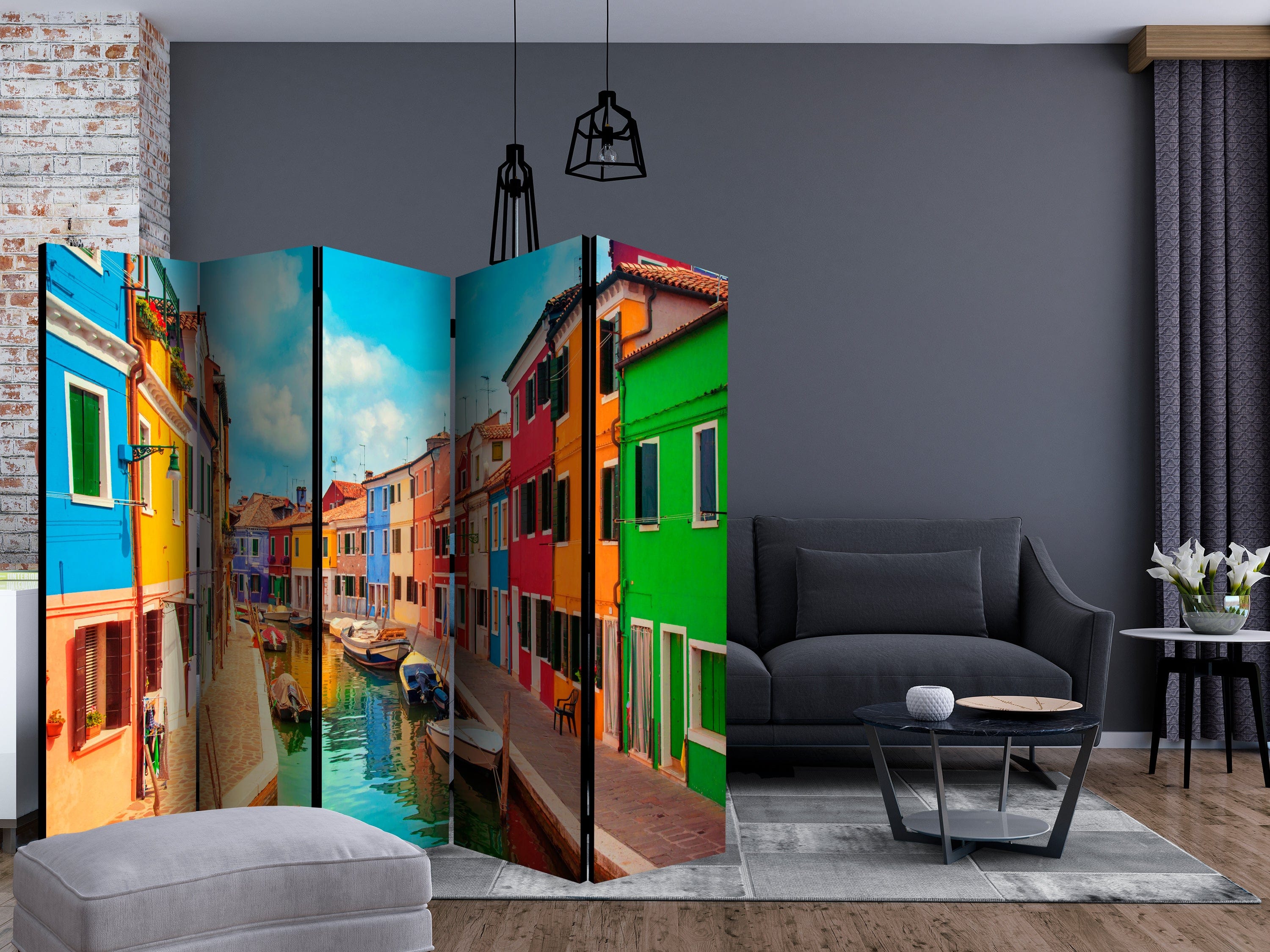 Aizslietnis 5-daļīgs - Krāsains kanāls Burano (225x172cm) 225x172 cm Home Trends
