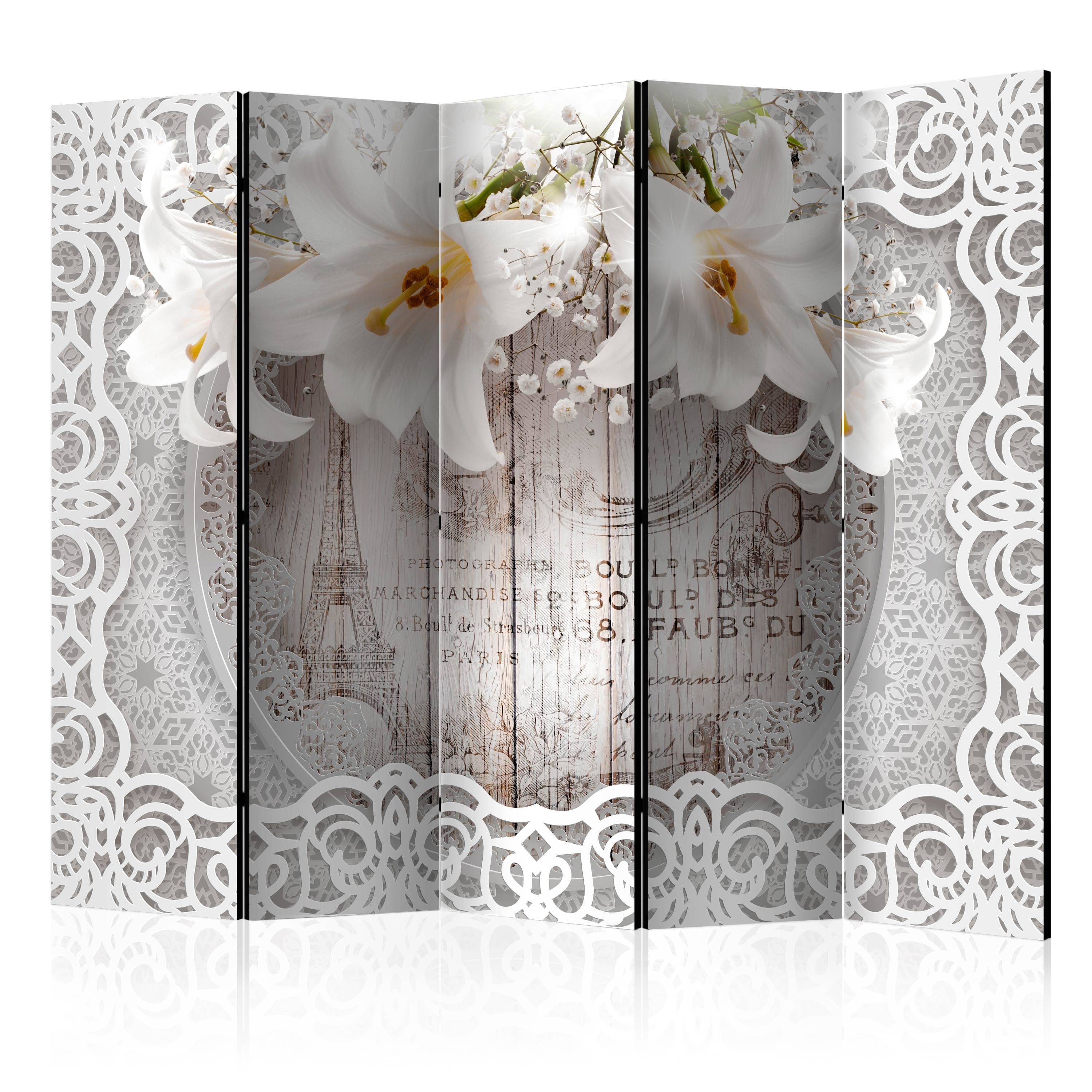 Aizslietnis 5-daļīgs - Lilijas un stepēts fons (225x172cm) 225x172 cm Home Trends