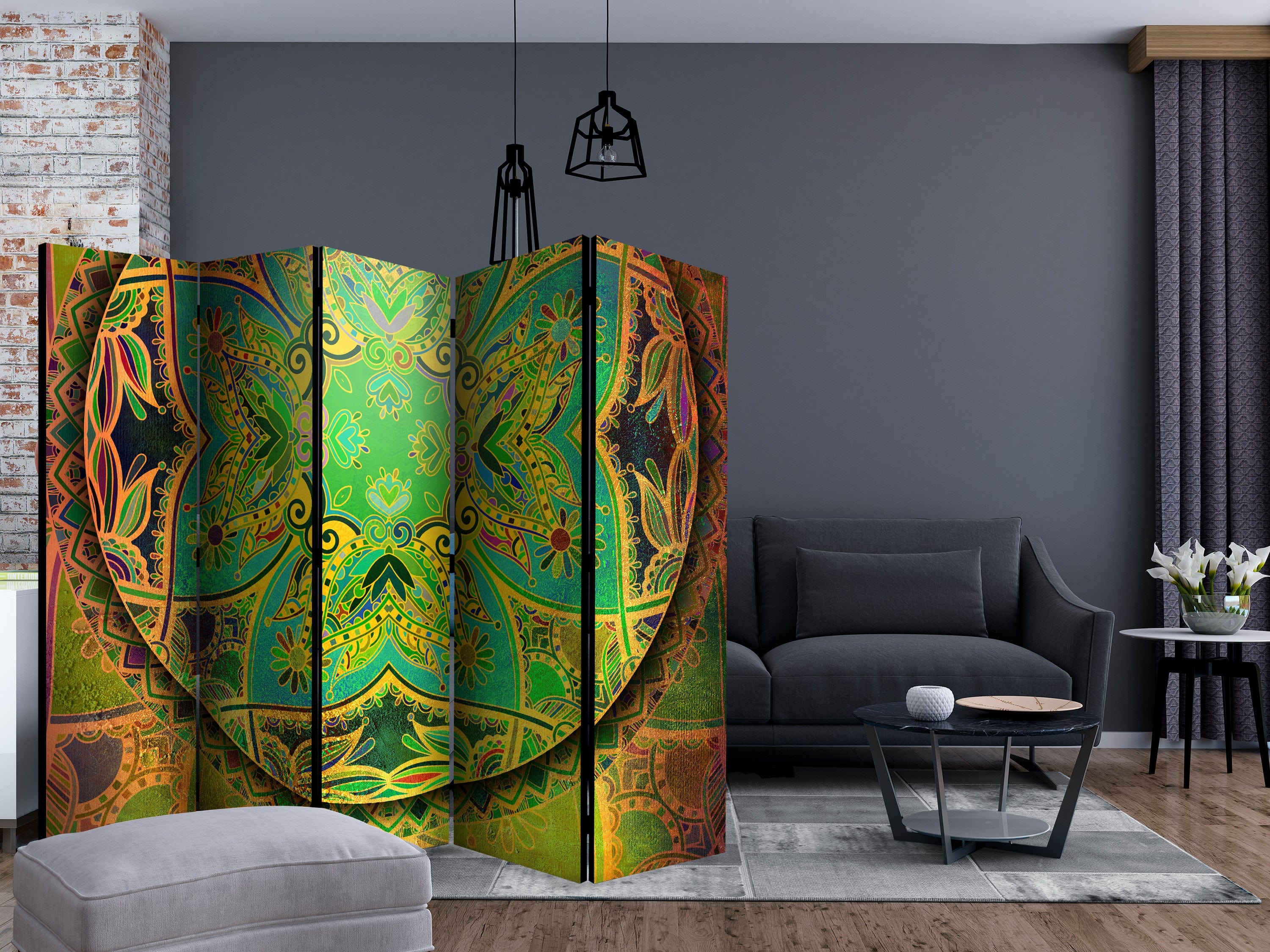 Aizslietnis 5-daļīgs - Mandalas smaragdzaļā fantāzija (225x172cm) 225x172 cm Home Trends
