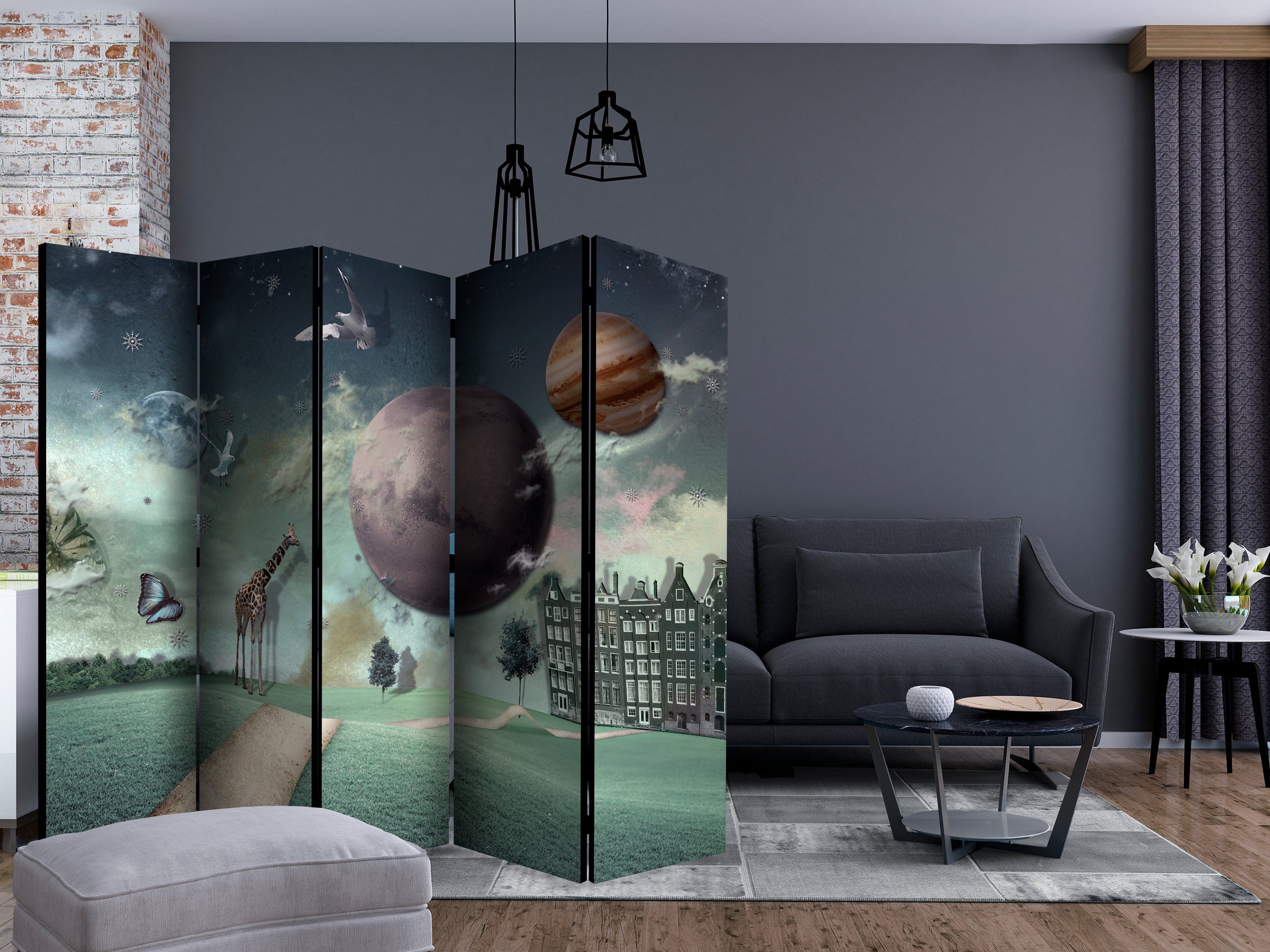 Aizslietnis 5-daļīgs - Nākotnes pilsēta (225x172cm) 225x172 cm Home Trends