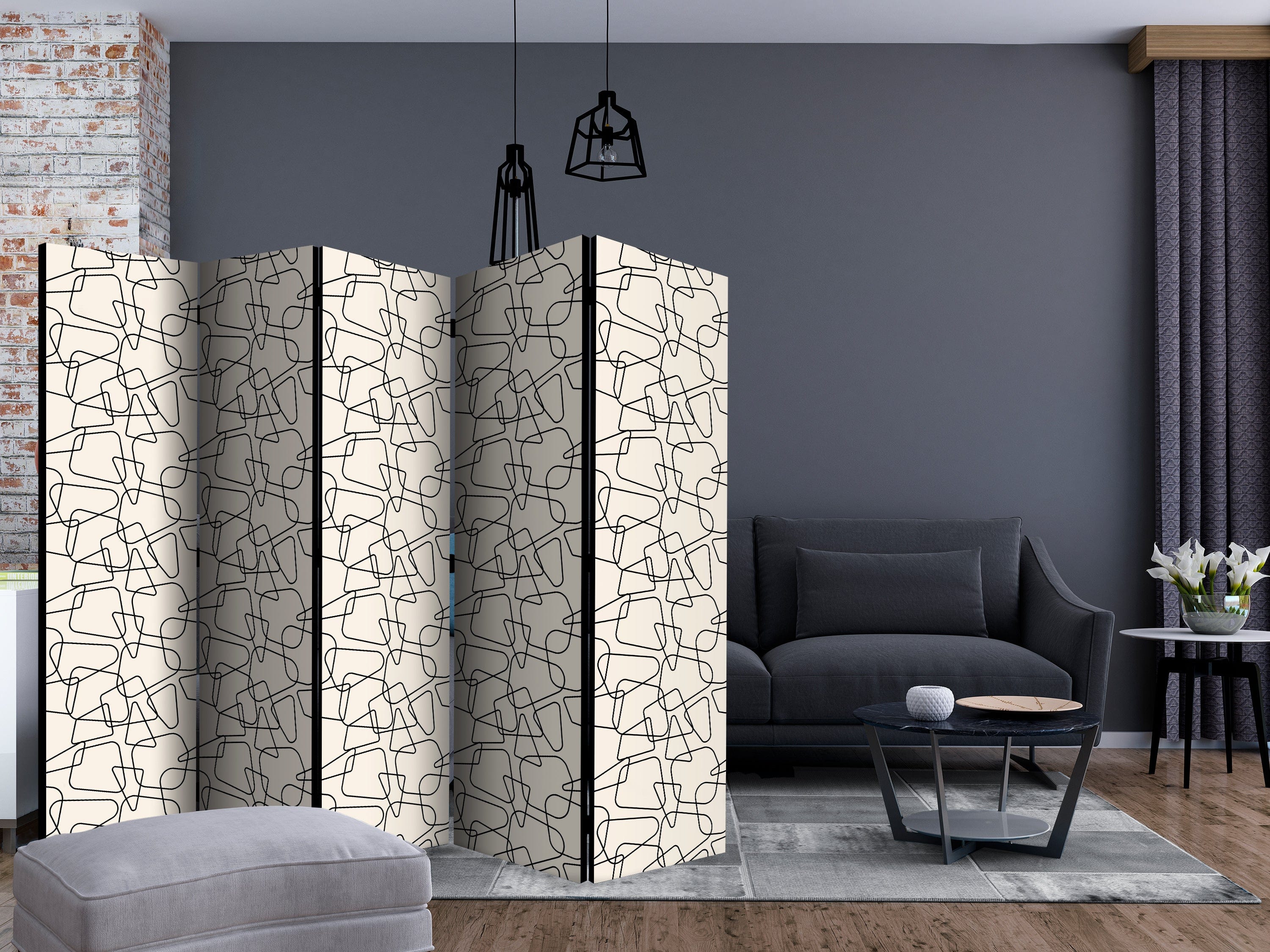 Aizslietnis 5-daļīgs - Noapaļotā ģeometrija (225x172cm) 225x172 cm Home Trends