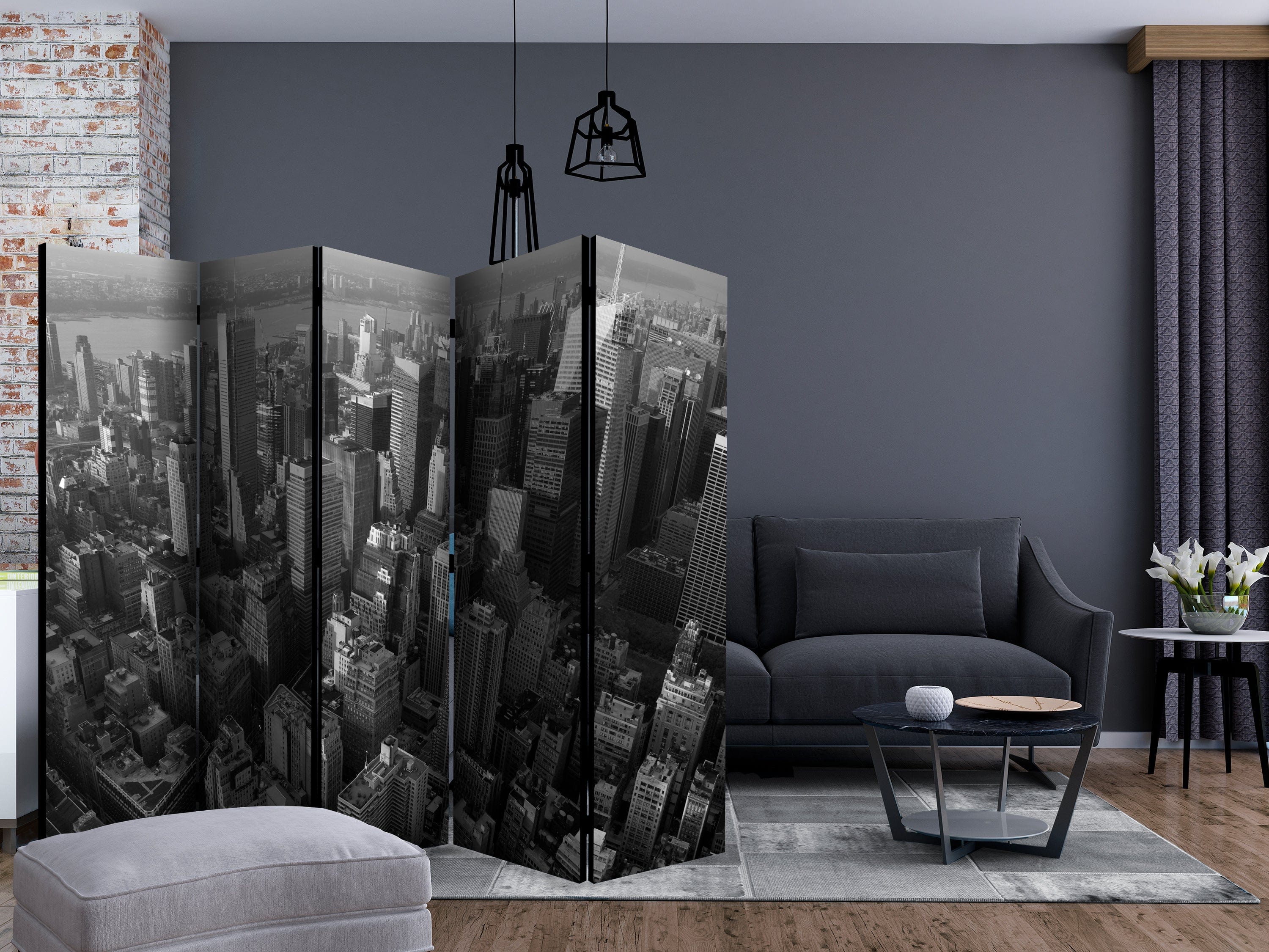 Aizslietnis 5-daļīgs - Ņujorkas debesskrāpji (skats no putna lidojuma) (225x172cm) 225x172 cm Home Trends