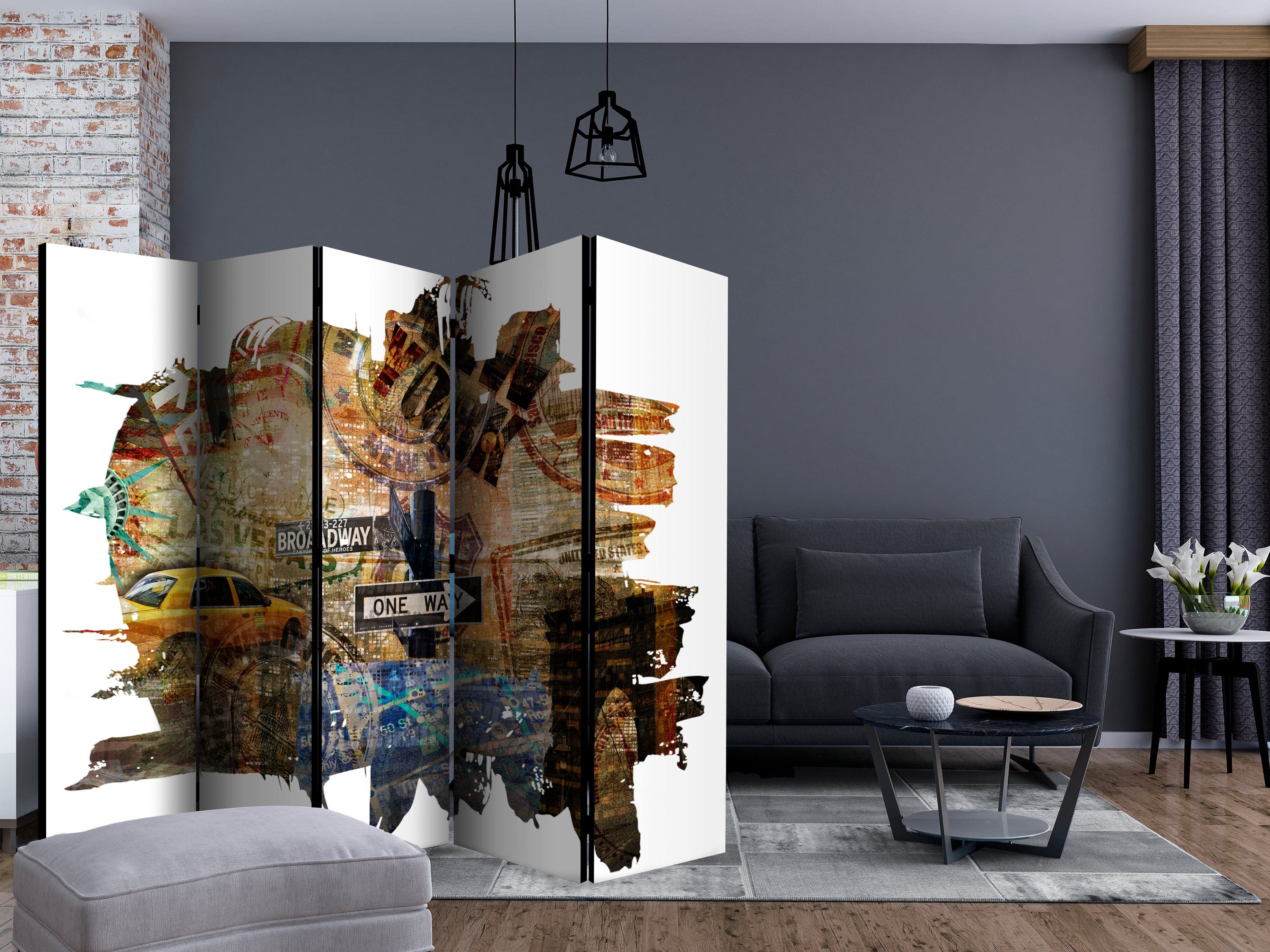 Aizslietnis 5-daļīgs - Ņujorkas kolāža (225x172cm) 225x172 cm Home Trends