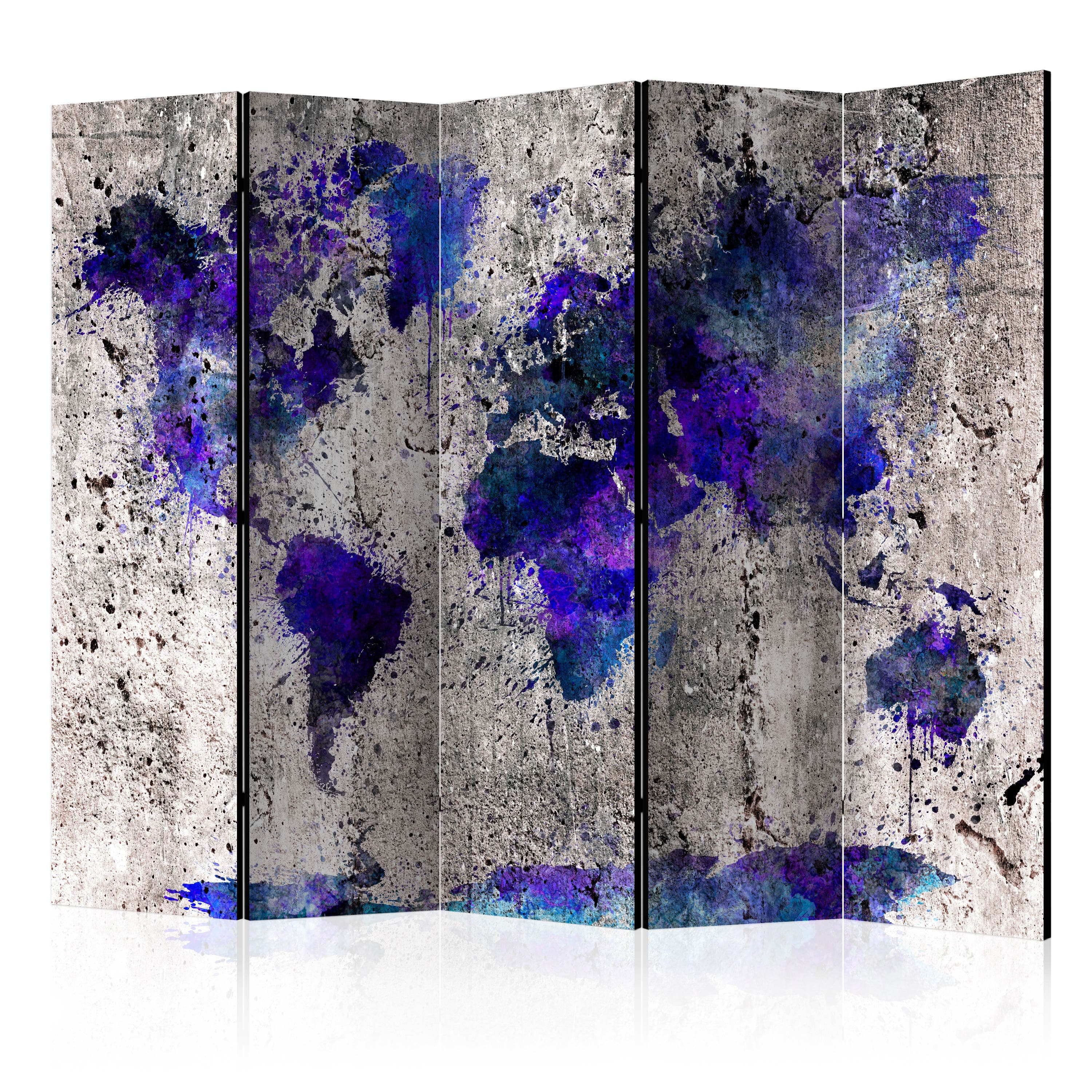 Aizslietnis 5-daļīgs - Pasaules karte - tintes plankumi (225x172cm) 225x172 cm Home Trends