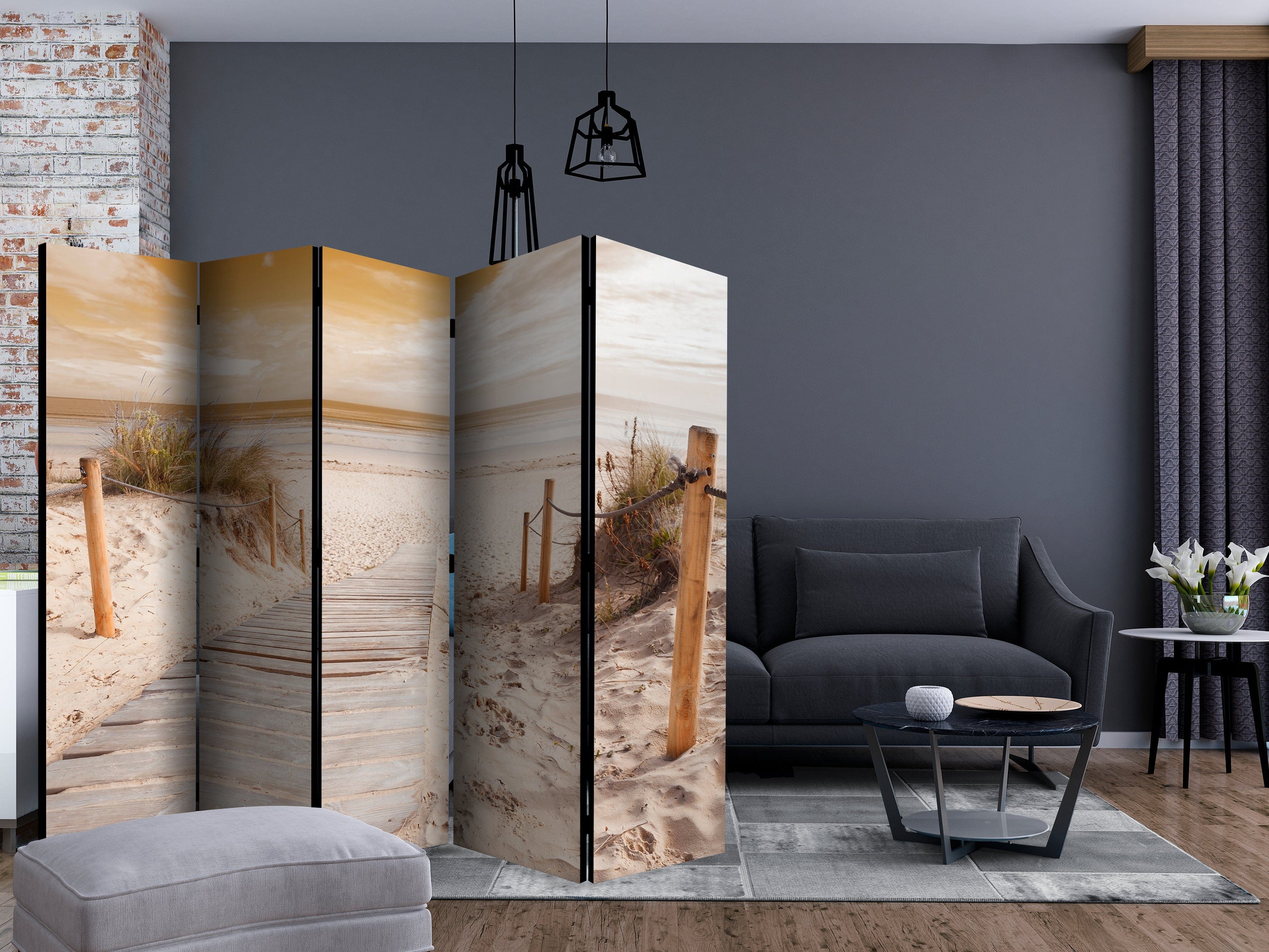 Aizslietnis 5-daļīgs - Pludmalē - sepija (225x172cm) 225x172 cm Home Trends