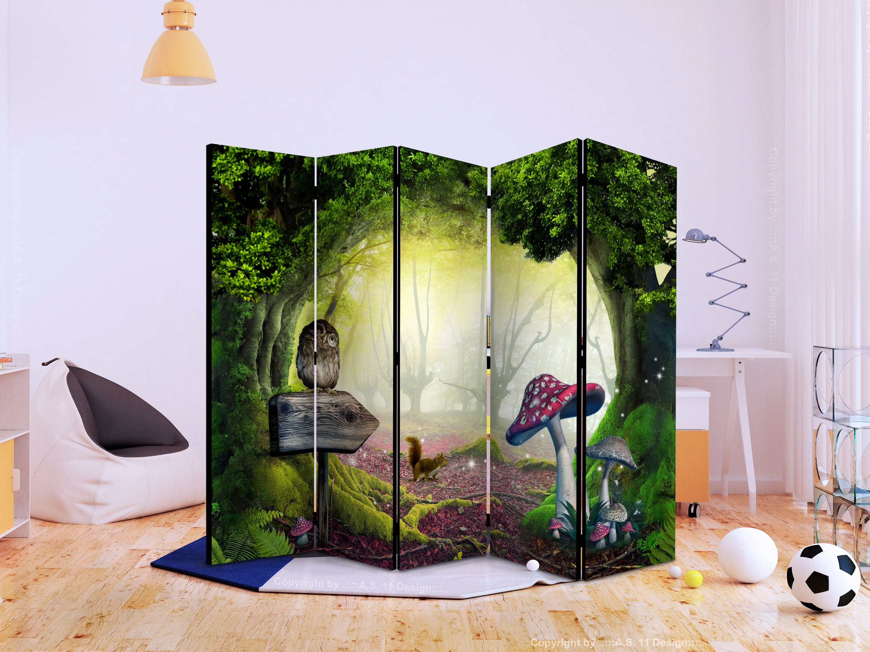 Aizslietnis 5-daļīgs - Pūces stūrītis (225x172cm) Home Trends