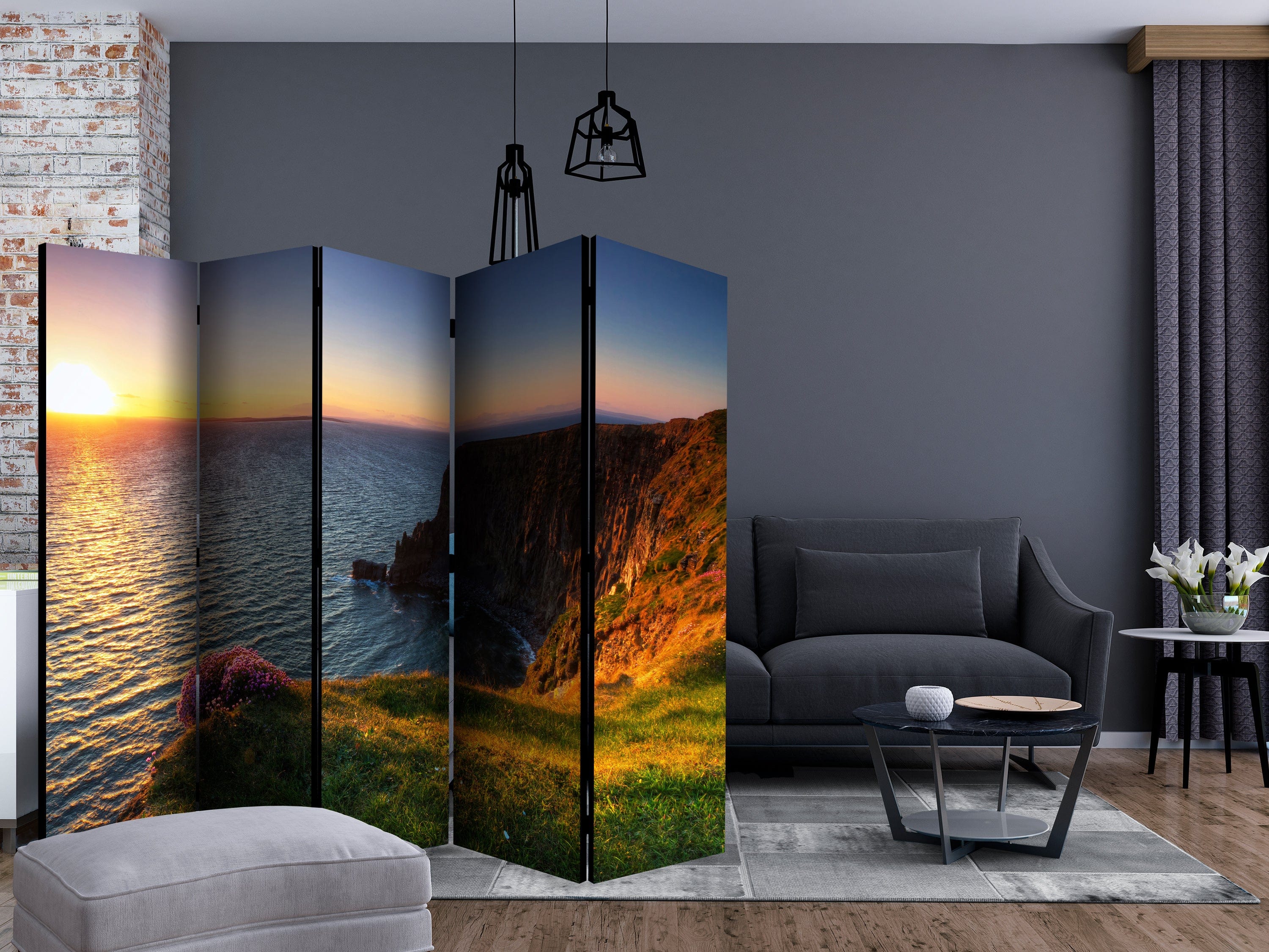 Aizslietnis 5-daļīgs - Saulriets - Mohera klintis, Īrija (225x172cm) 225x172 cm Home Trends