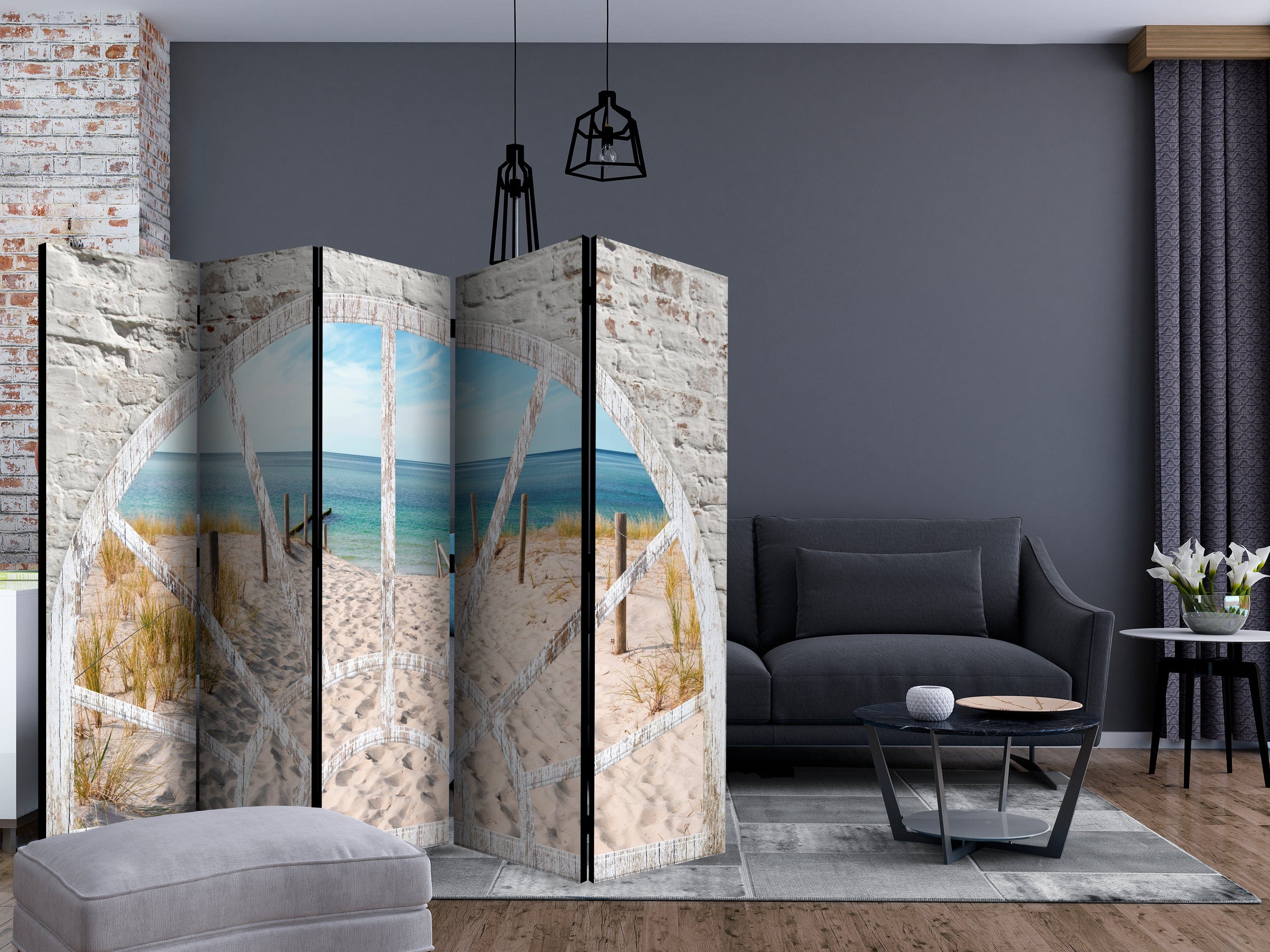Aizslietnis 5-daļīgs - Skats no loga - pludmale (225x172cm) 225x172 cm Home Trends