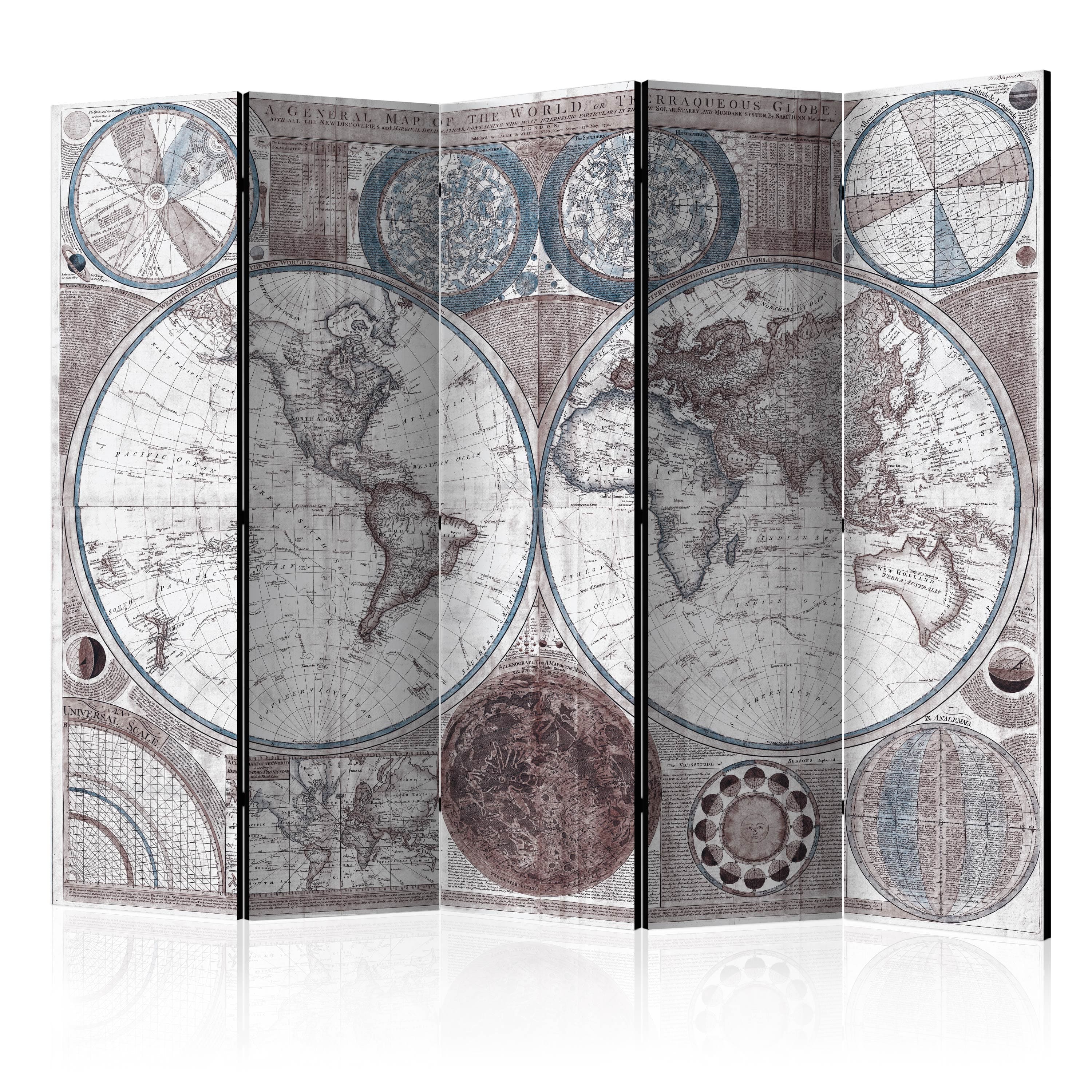 Aizslietnis 5-daļīgs - Terraqueous Globe (225x172cm) 225x172 cm Home Trends