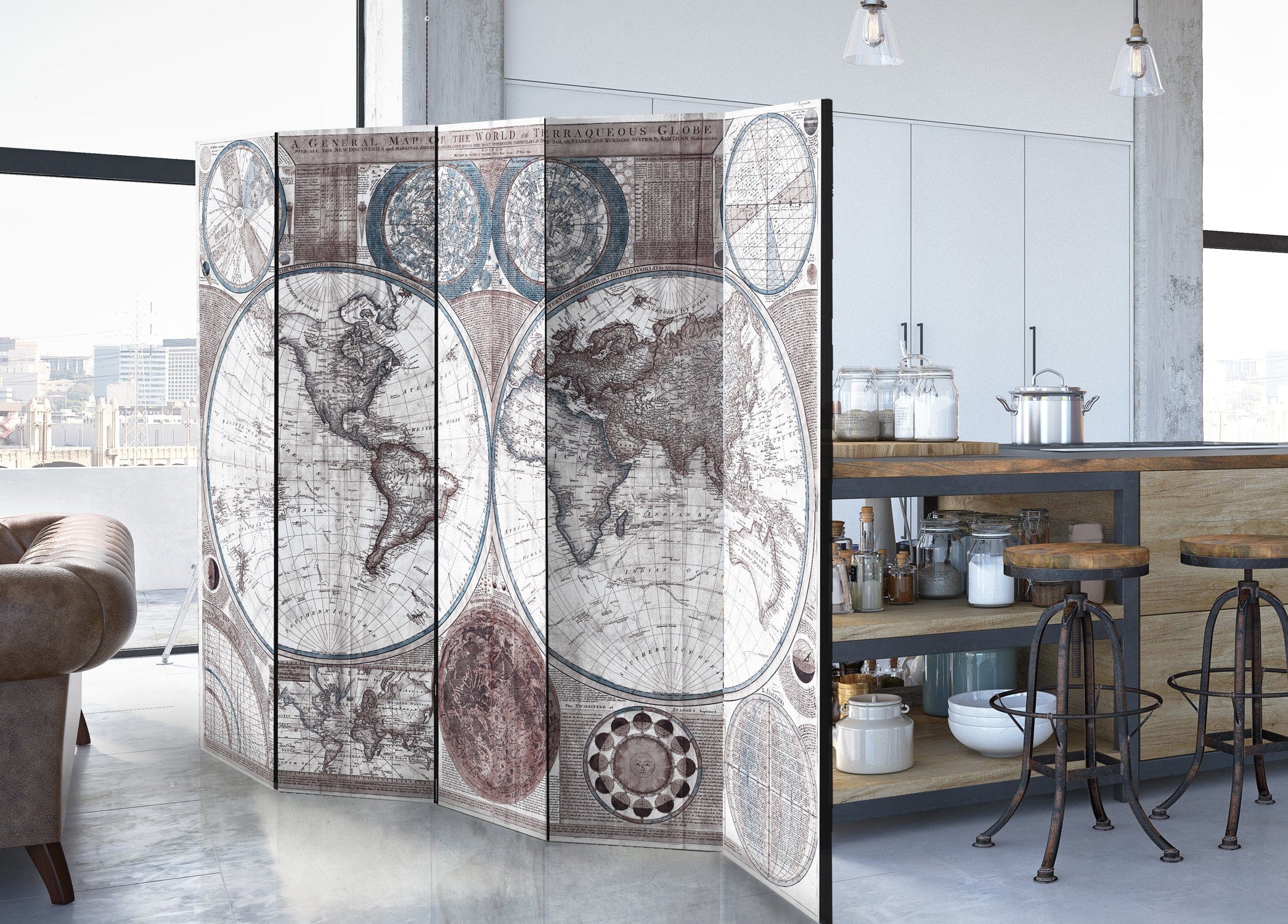 Aizslietnis 5-daļīgs - Terraqueous Globe (225x172cm) 225x172 cm Home Trends