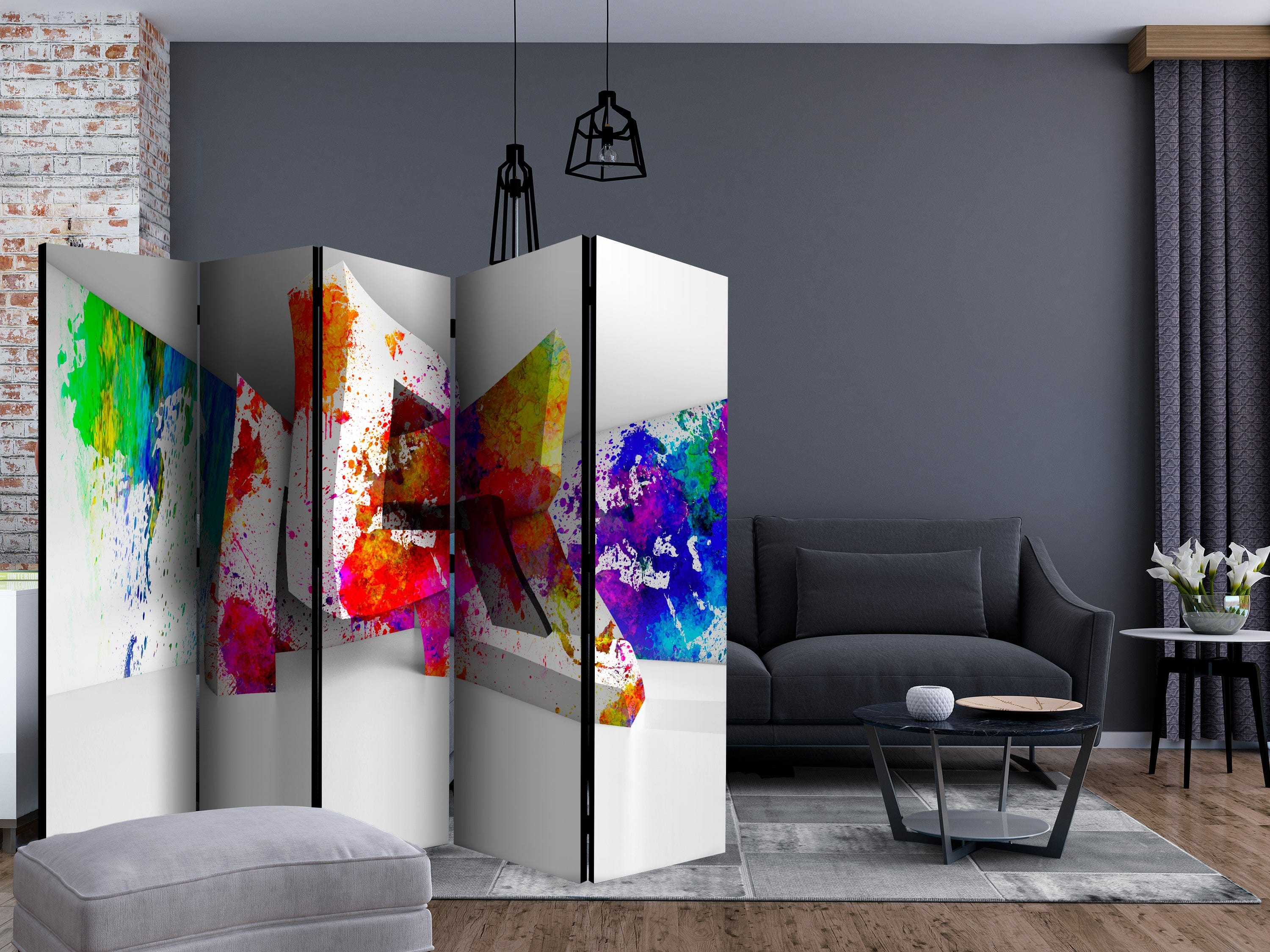 Aizslietnis 5-daļīgs - Trīsdimensiju formas (225x172cm) 225x172 cm Home Trends