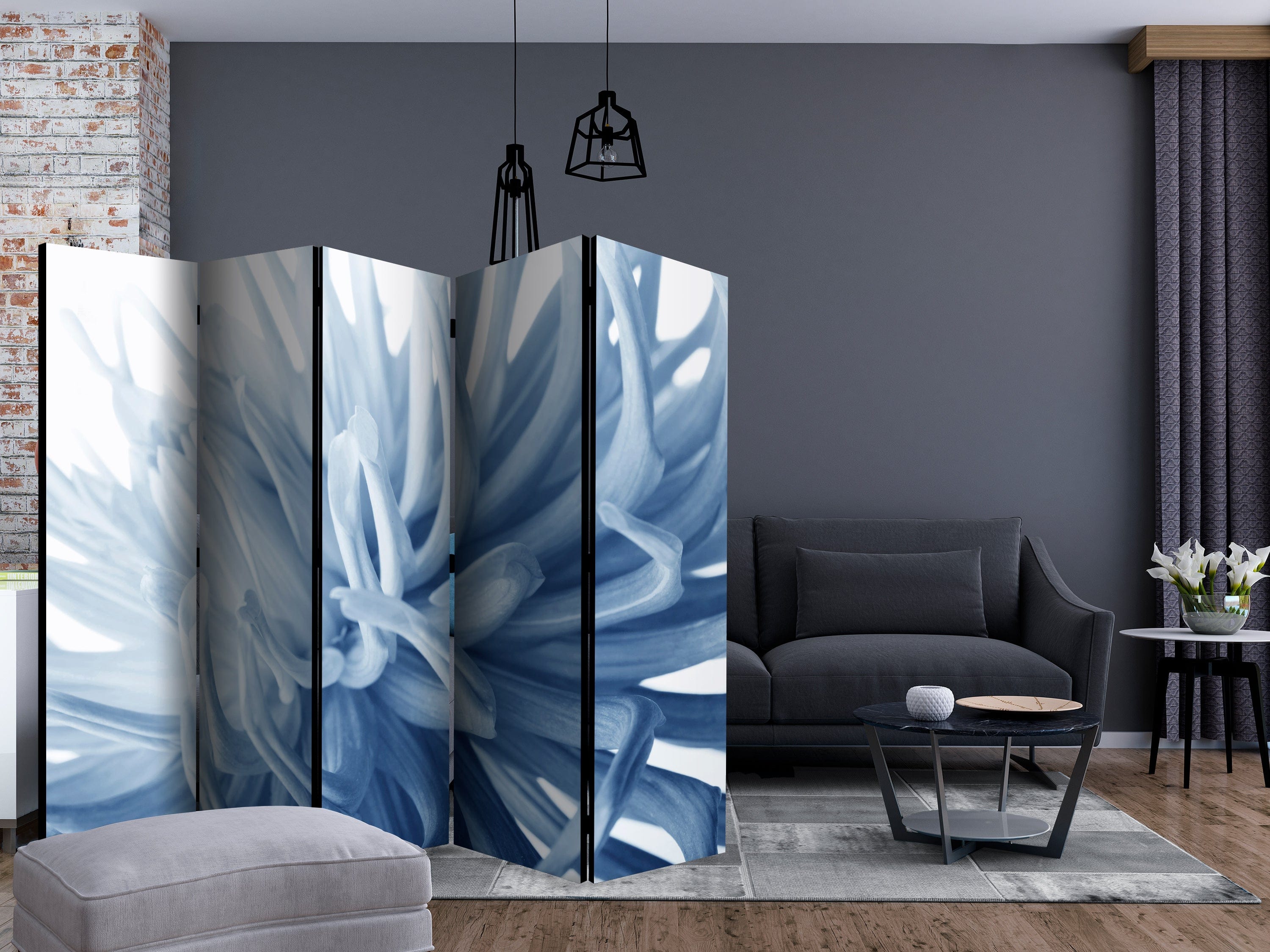 Aizslietnis 5-daļīgs - Zieds - zila dālija (225x172cm) 225x172 cm Home Trends