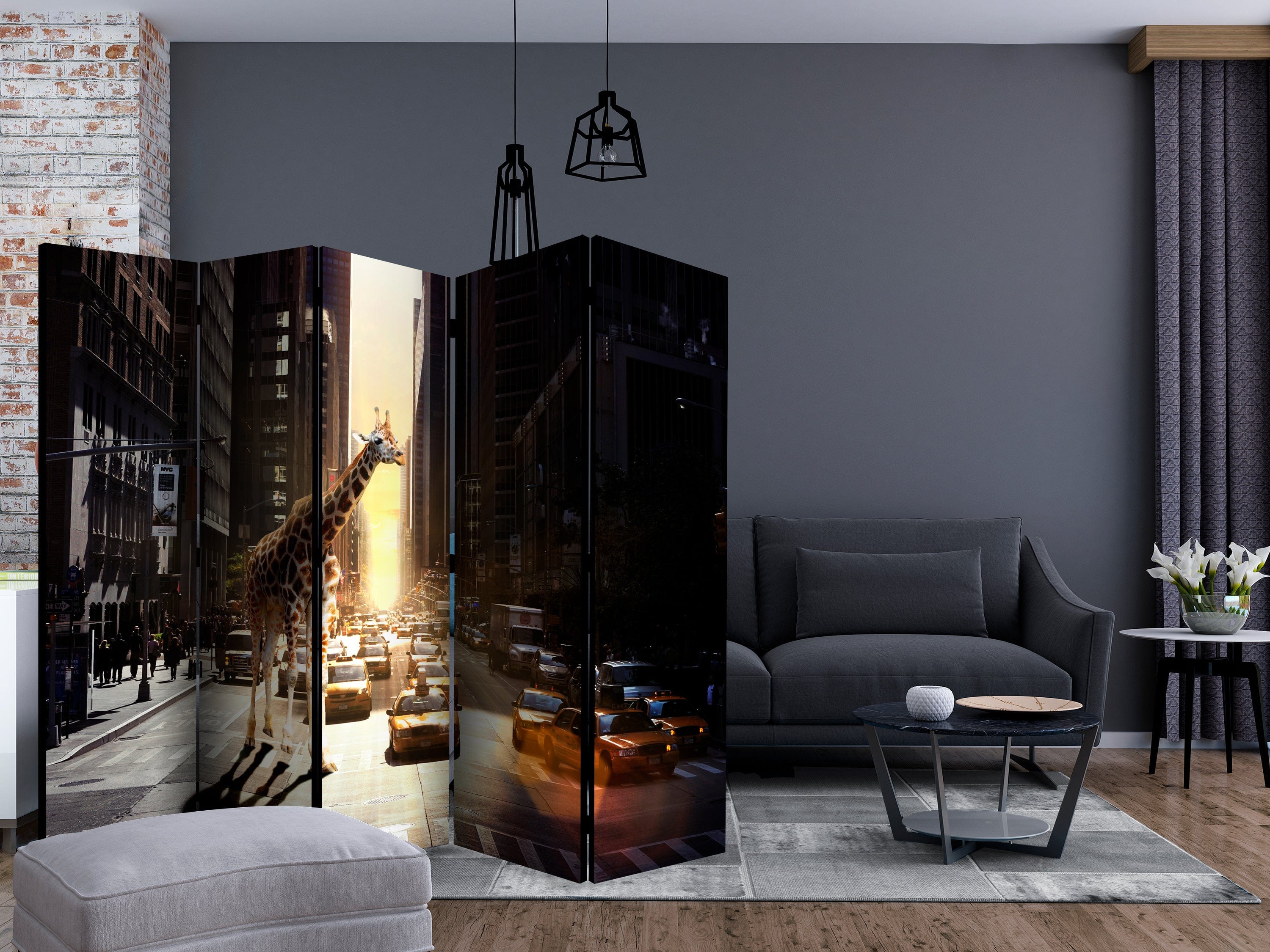 Aizslietnis 5-daļīgs - Žirafe lielajā pilsētā (225x172cm) 225x172 cm Home Trends