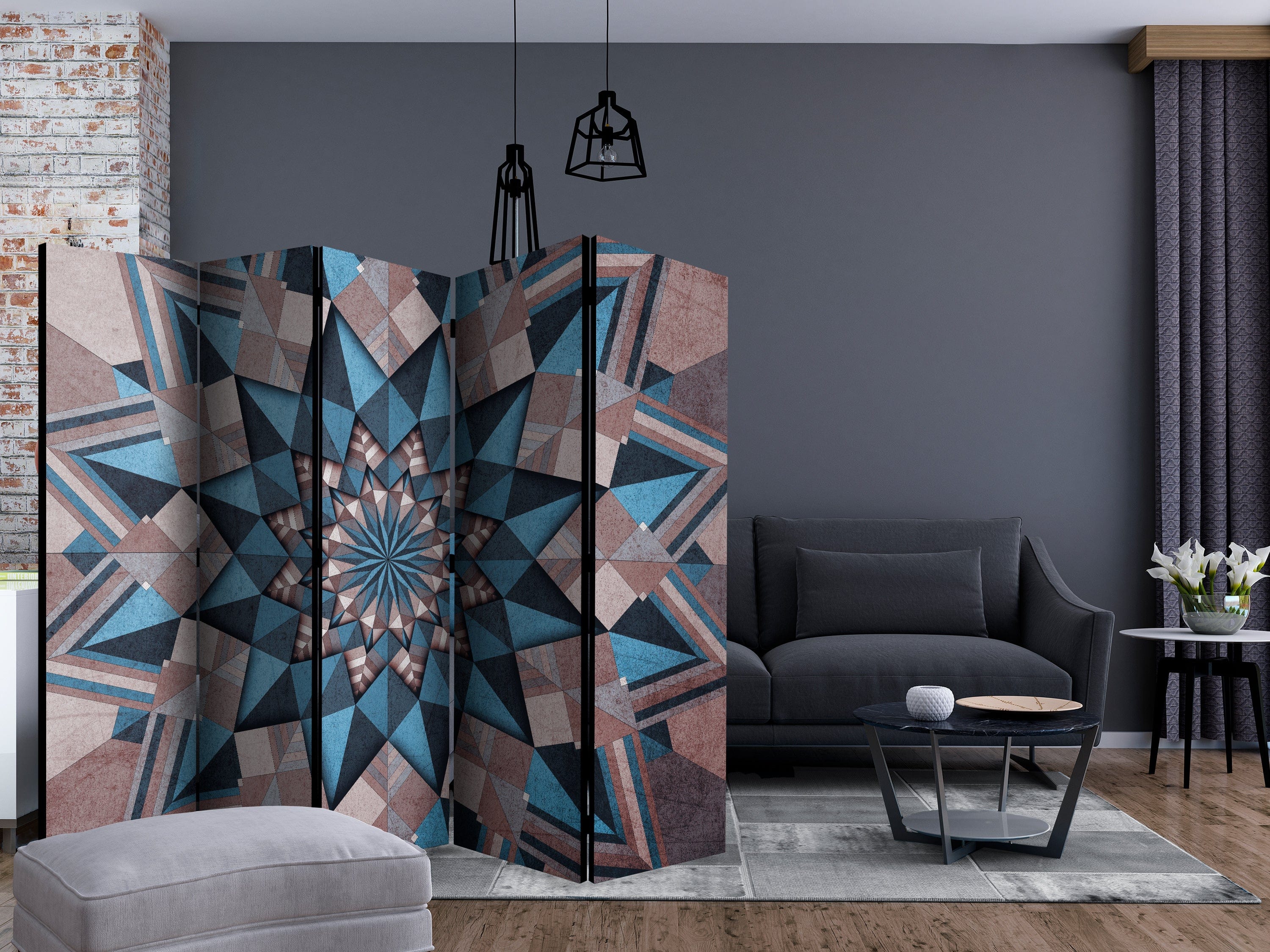 Aizslietnis 5-daļīgs - Zvaigžņu mandala (brūna un zila) (225x172cm) 225x172 cm Home Trends