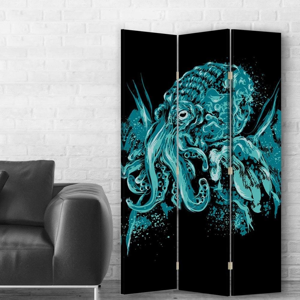 Aizslietnis ar vienpusēju apdruku, 3 paneļi, Vienpusīgs, Kanva, Space octopus. 110x175 Home Trends