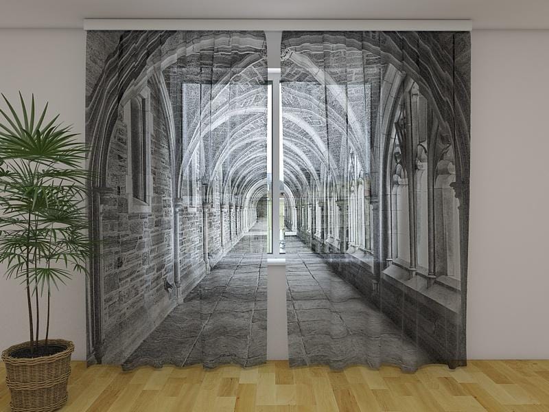 Dienas un nakts aizkari - Antīkais akmens arkveida gaitenis 180 x 140 cm (2X 90x140 cm) / Сaurspīdīgs šifons E-interjers.lv