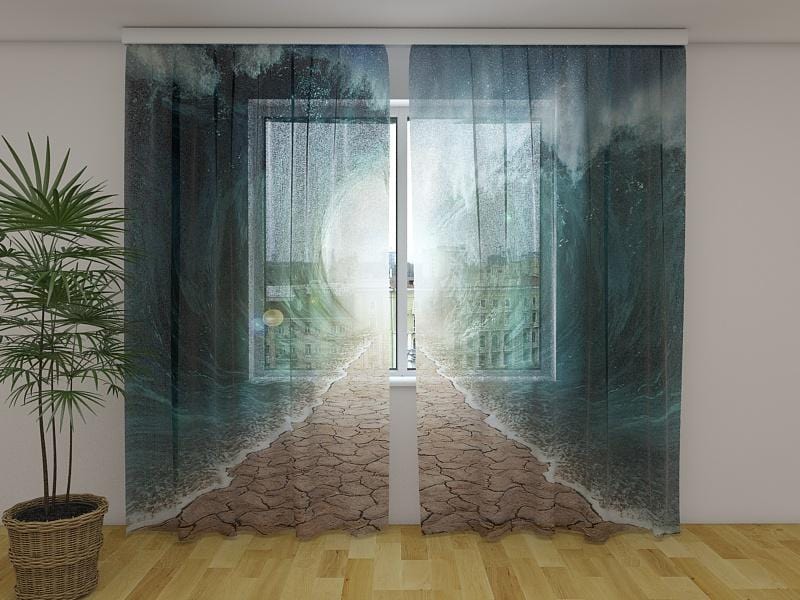 Dienas un nakts aizkari - Apbrīnojami viļņi 180 x 140 cm (2X 90x140 cm) / Сaurspīdīgs šifons E-interjers.lv
