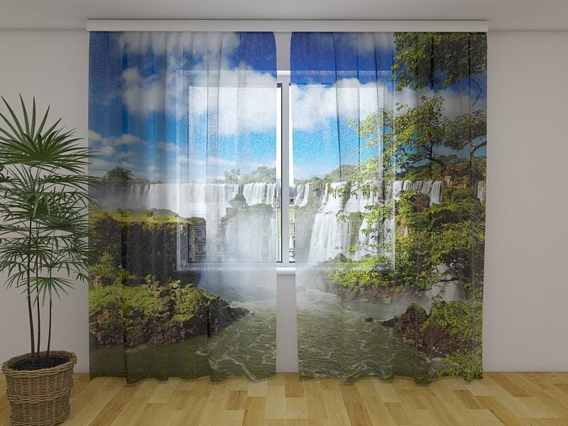 Dienas un nakts aizkari - Brazīlijas ūdenskritumi 180 x 140 cm (2X 90x140 cm) / Сaurspīdīgs šifons E-interjers.lv