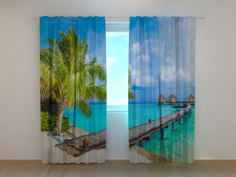 Dienas un nakts aizkari - Bungalo Maldīvu salās 180 x 140 cm (2X 90x140 cm) / SCREEN E-interjers.lv