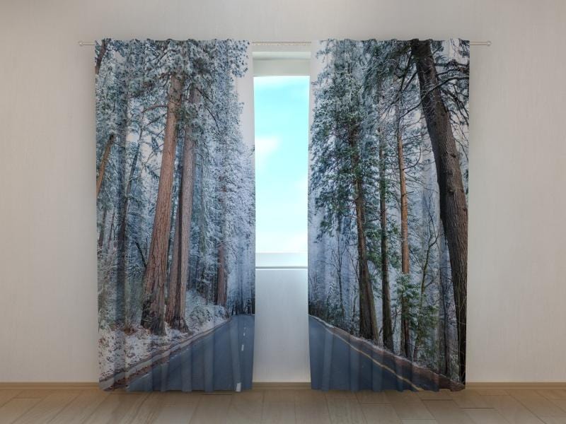 Dienas un nakts aizkari - Ceļš sniegotā mežā 180 x 140 cm (2X 90x140 cm) / SCREEN E-interjers.lv