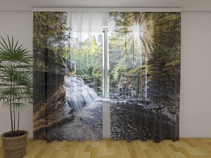Dienas un nakts aizkari - Kalnu avota ūdens 180 x 140 cm (2X 90x140 cm) / Сaurspīdīgs šifons E-interjers.lv