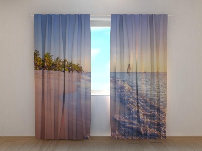 Dienas un nakts aizkari - Krāsains saulriets tropu pludmalē 180 x 140 cm (2X 90x140 cm) / SCREEN E-interjers.lv