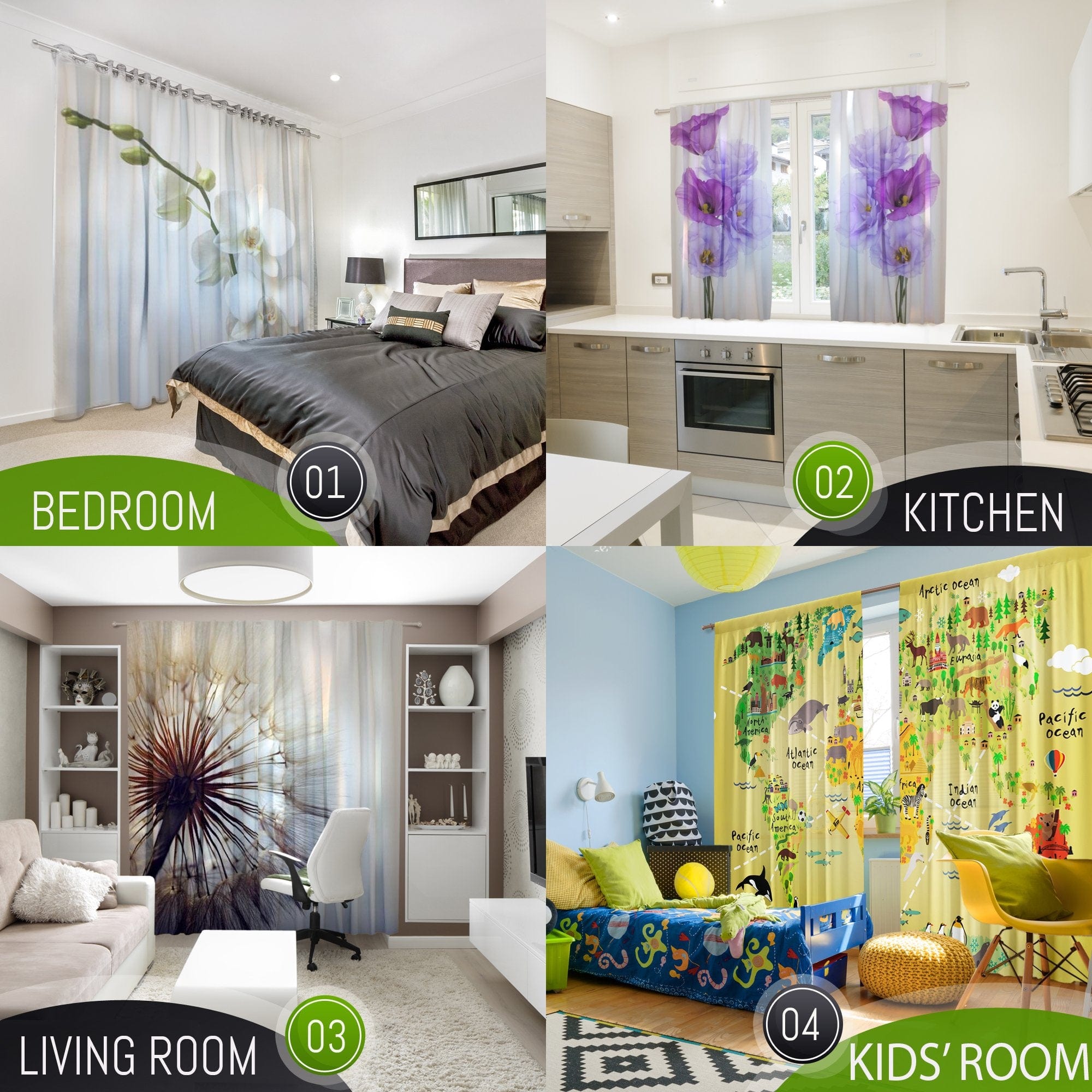 Dienas un nakts aizkari - Krāsains saulriets tropu pludmalē E-interjers.lv