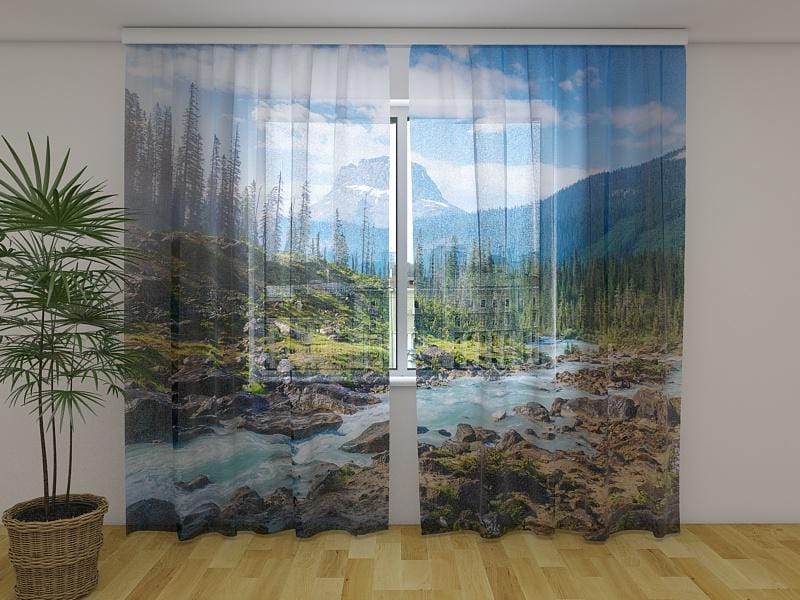 Dienas un nakts aizkari - Mistaya upe 180 x 140 cm (2X 90x140 cm) / Сaurspīdīgs šifons E-interjers.lv