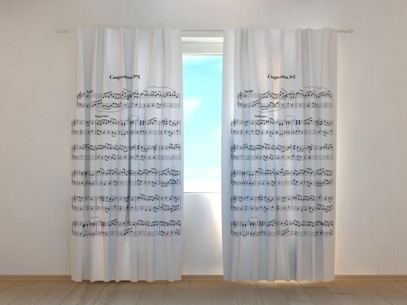 Dienas un nakts aizkari - Mūzikas piezīmju lapa 180 x 140 cm (2X 90x140 cm) / SCREEN E-interjers.lv