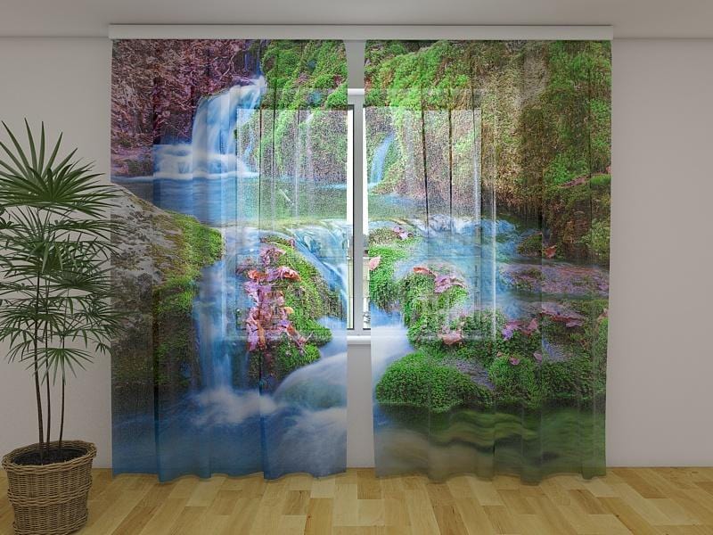 Dienas un nakts aizkari - Paradīzes ūdenskritumi 180 x 140 cm (2X 90x140 cm) / Сaurspīdīgs šifons E-interjers.lv